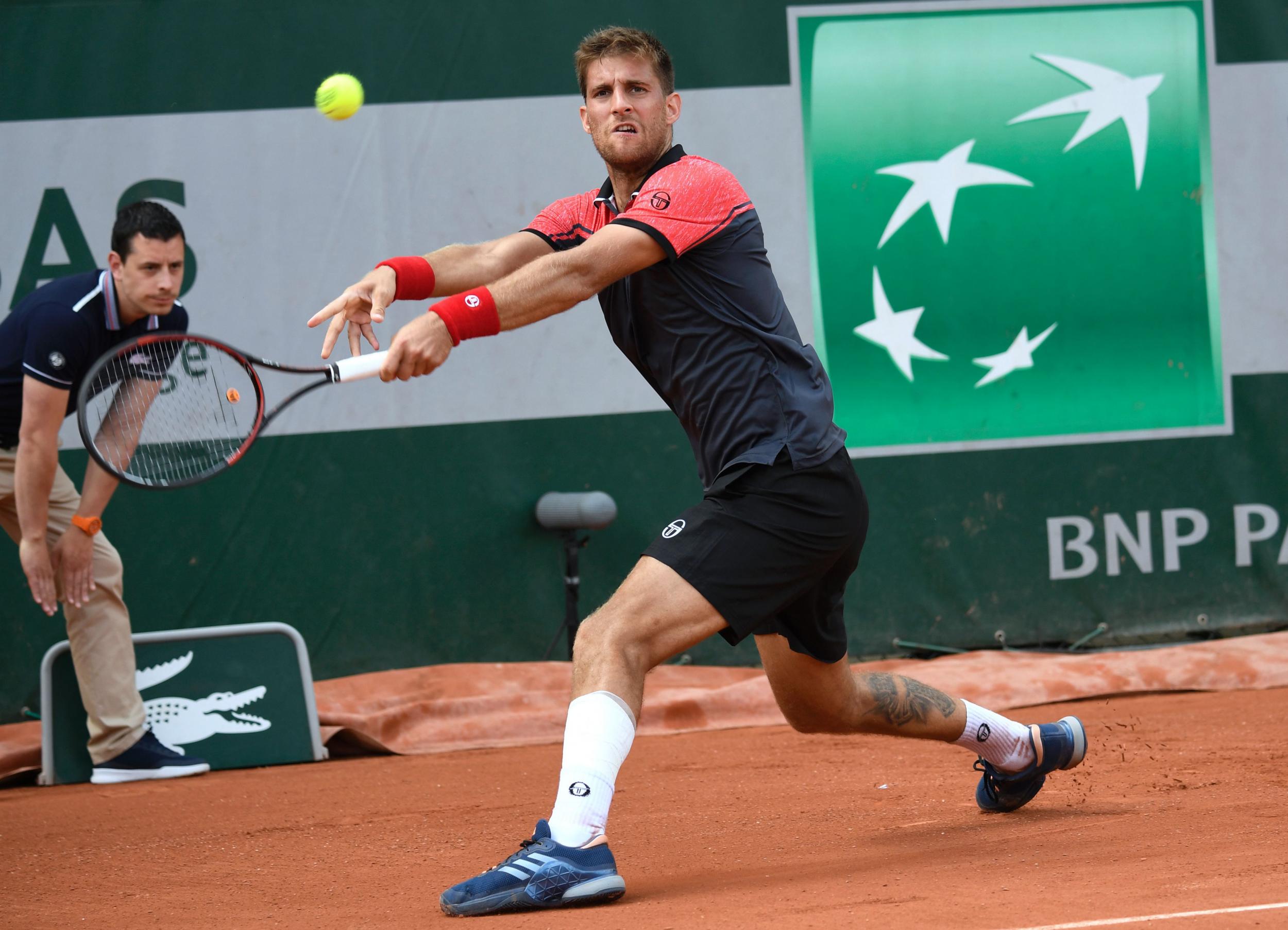 Klizan struggled with an injury in his opening match