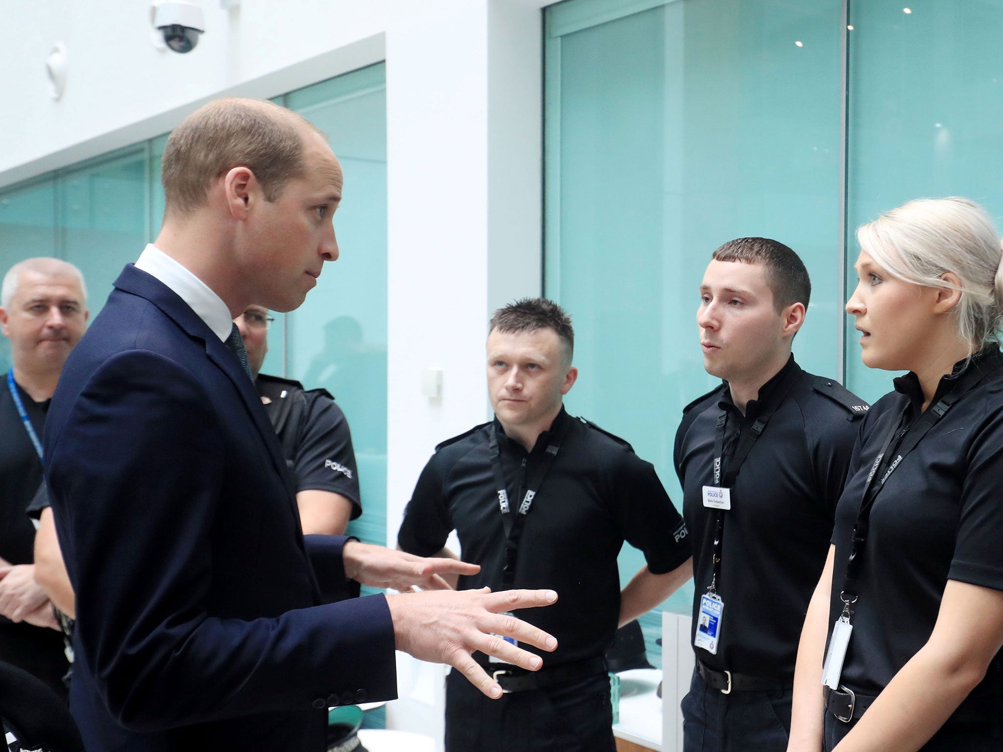 Prince William visits the headquarters of Greater Manchester Police in Manchester on 2 June