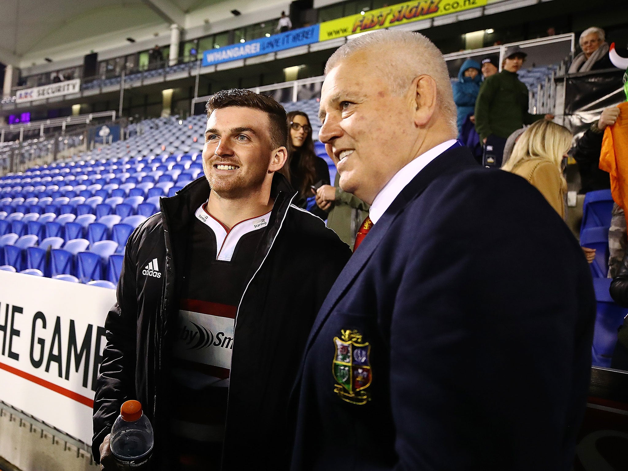 Bryn Gatland with his father after the game