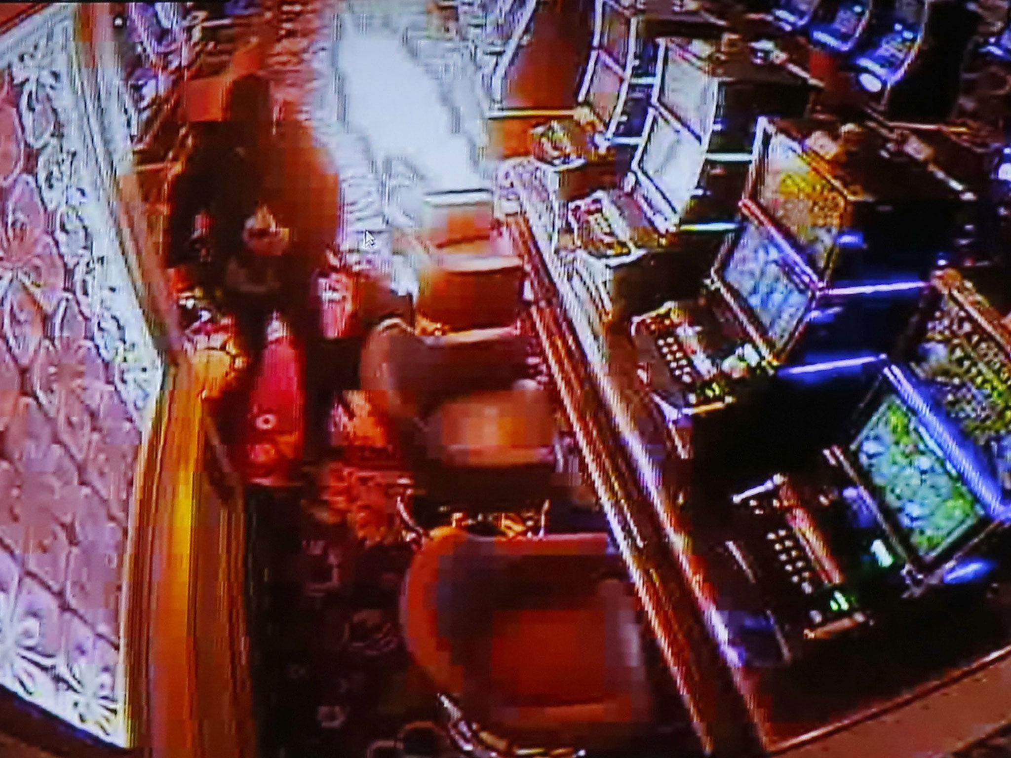 The attacker set fire to gambling machines in the casino