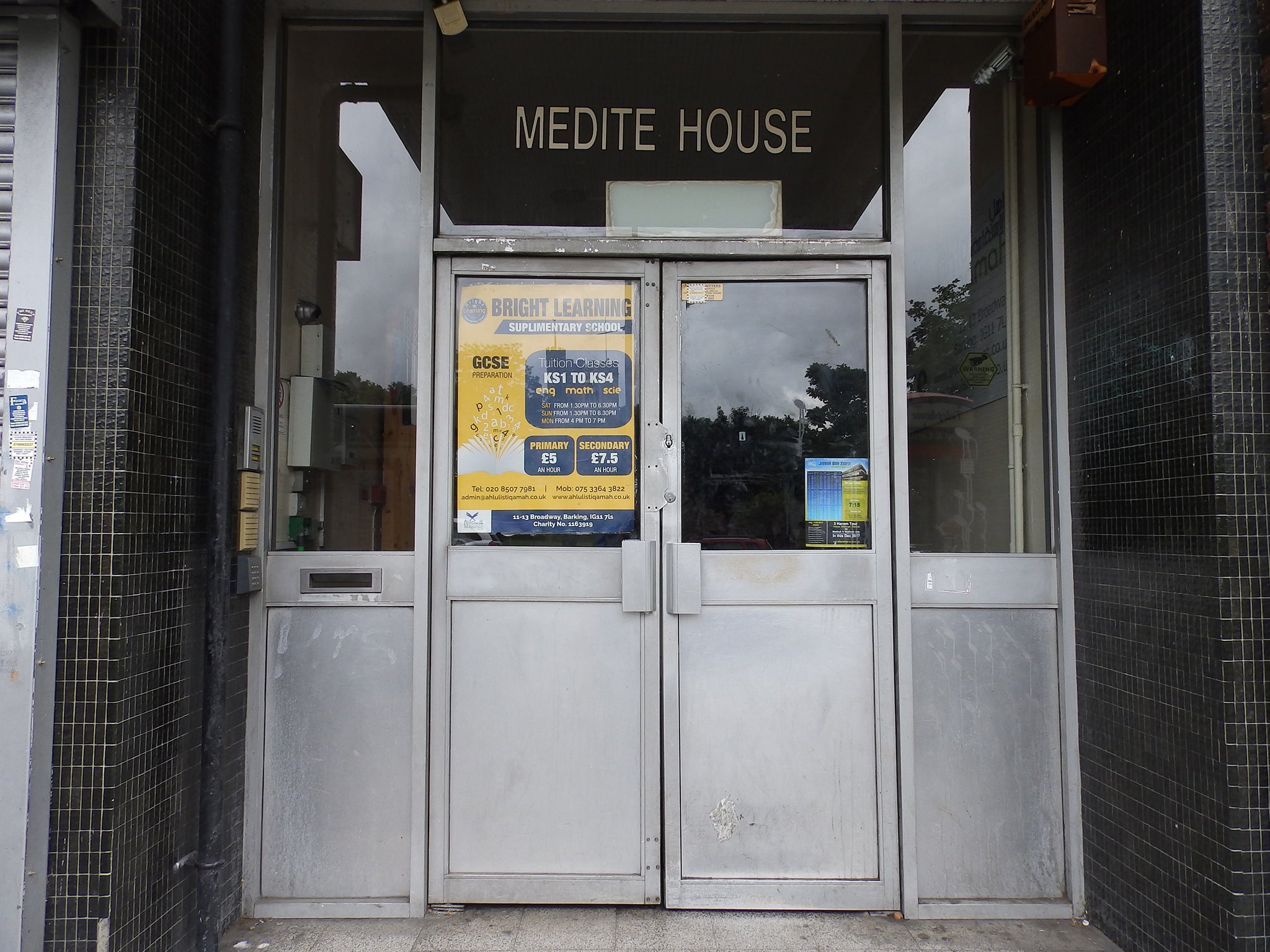 The entrance to Jabir Bin Zayd Islamic Centre in Barking, where Khuram Butt prayed (Lizzie Dearden )