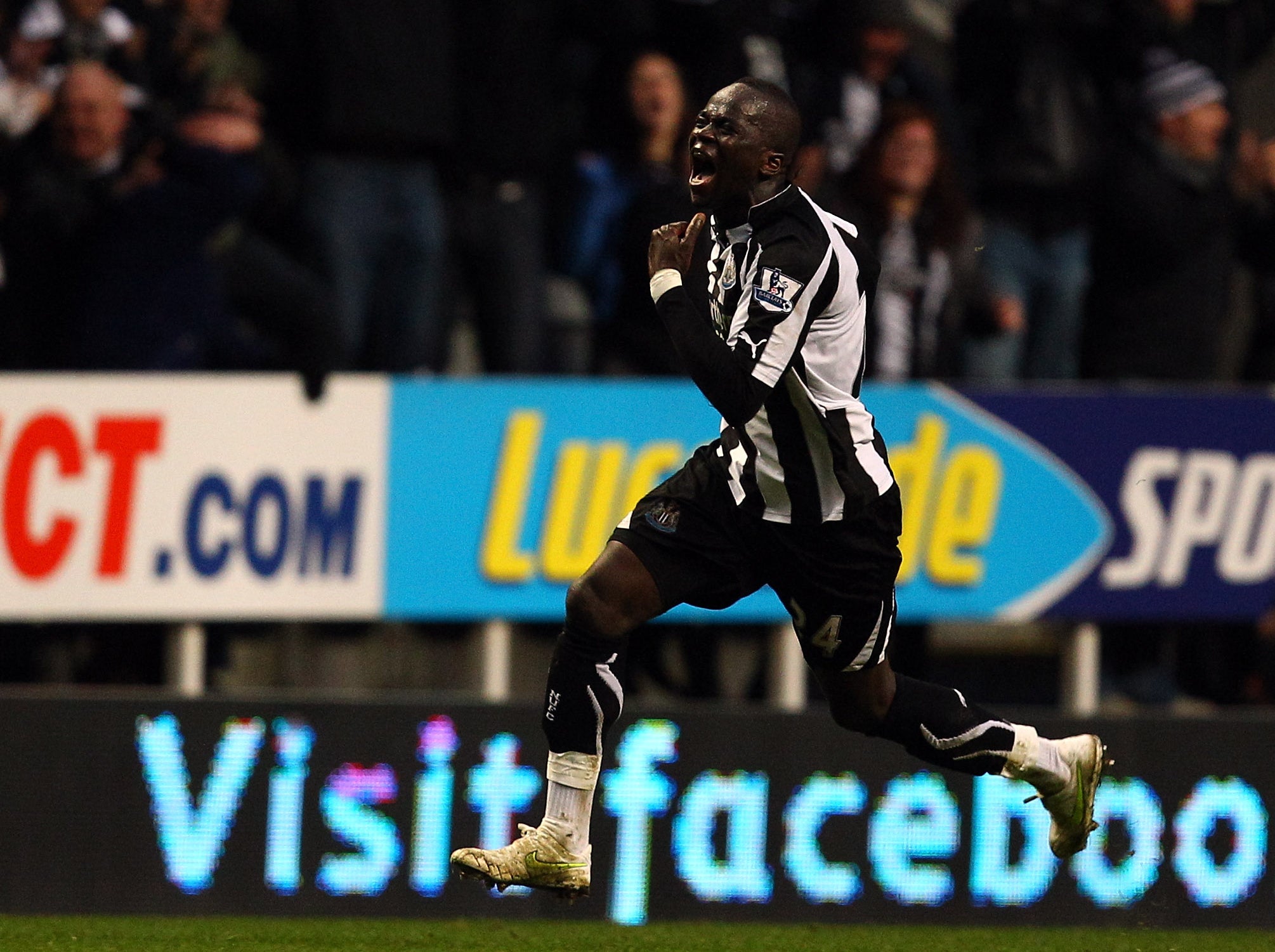 Tiote races to celebrate his most famous goal, against Arsenal