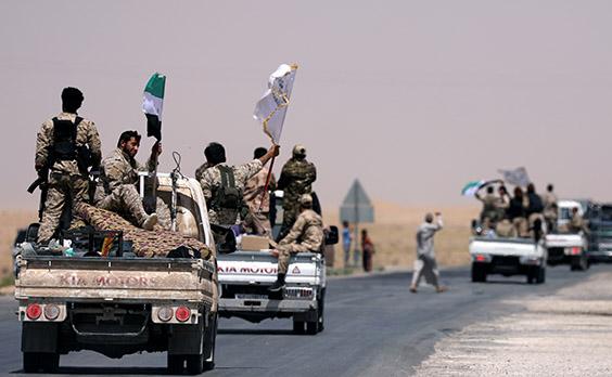 SDF fighters on their way to Raqqa earlier this month