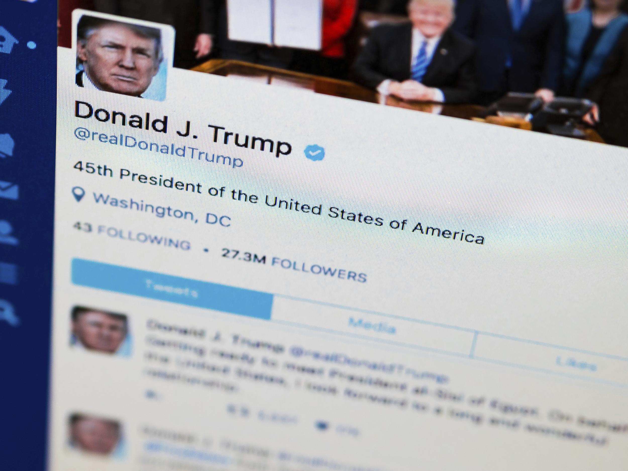 President Donald Trump's tweeter feed