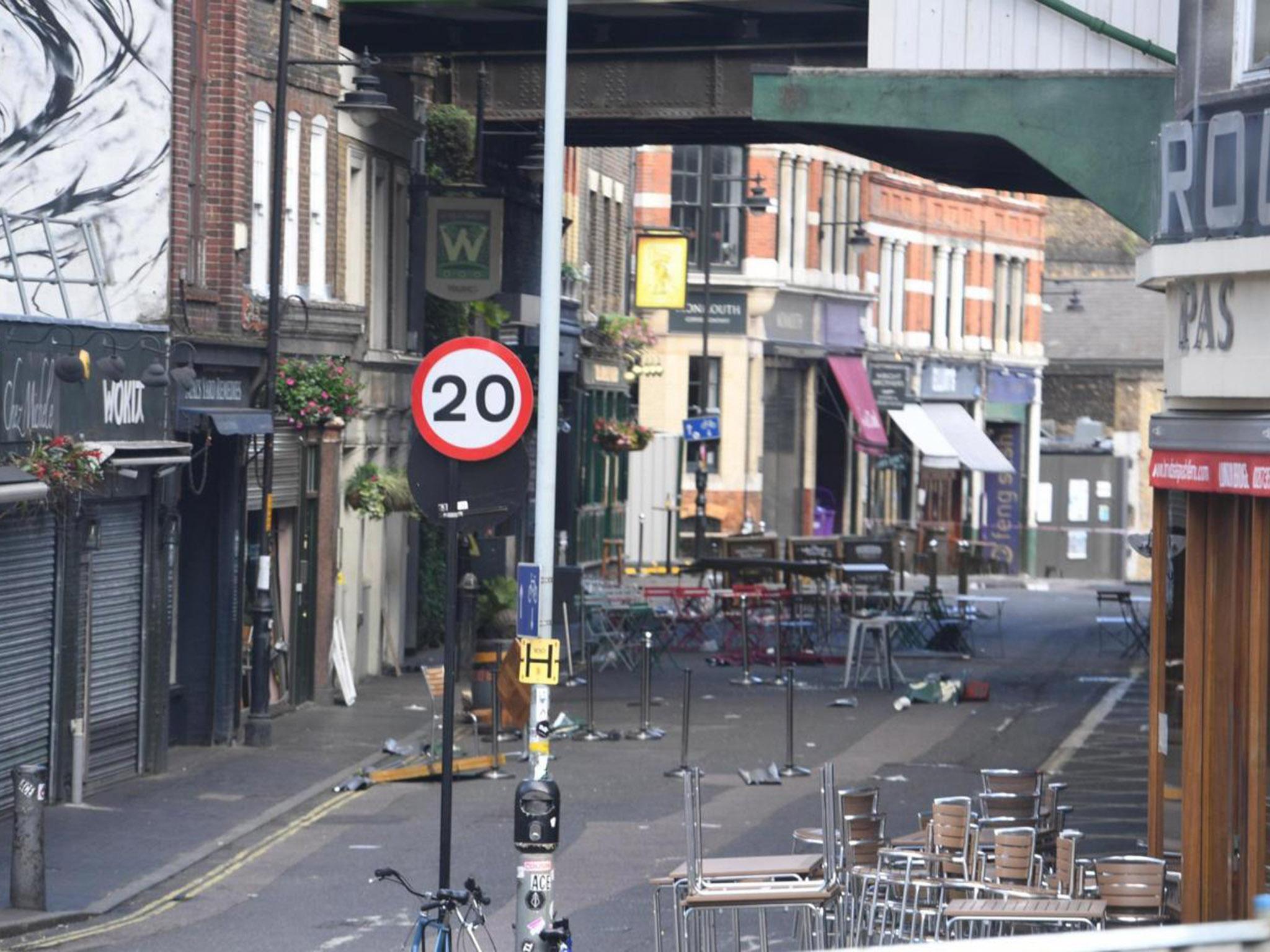 Stoney Street outside Borough Market, where pub-goers were caught up in the attacks