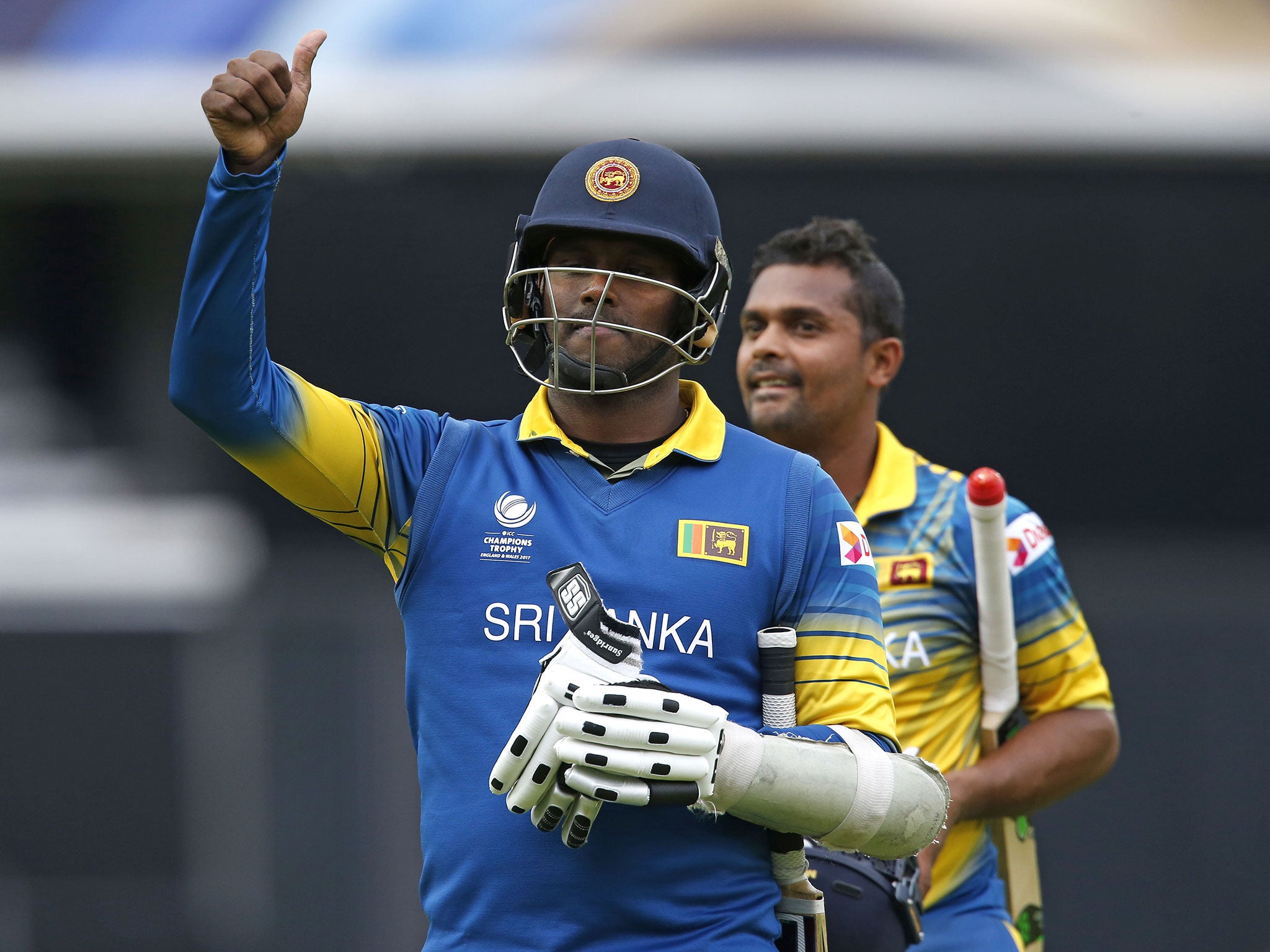 Asela Gunaratne celebrates after Sri Lanka secured victory