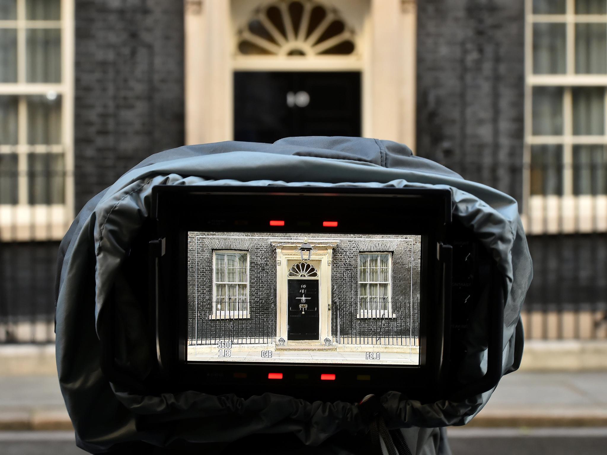 Door of Number 10 Downing Street is seen on the morning after Britain's election in London