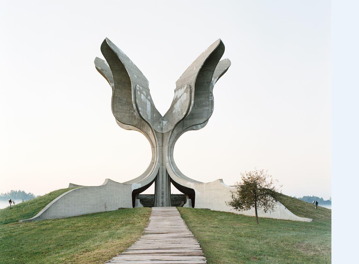 Many of the sculptures memorialise events during WW2 ( Spomenik #9 (Jasenovac), Jan Kempenaers, 2007, copyright Jan Kempenaers, courtesy Breese Little)