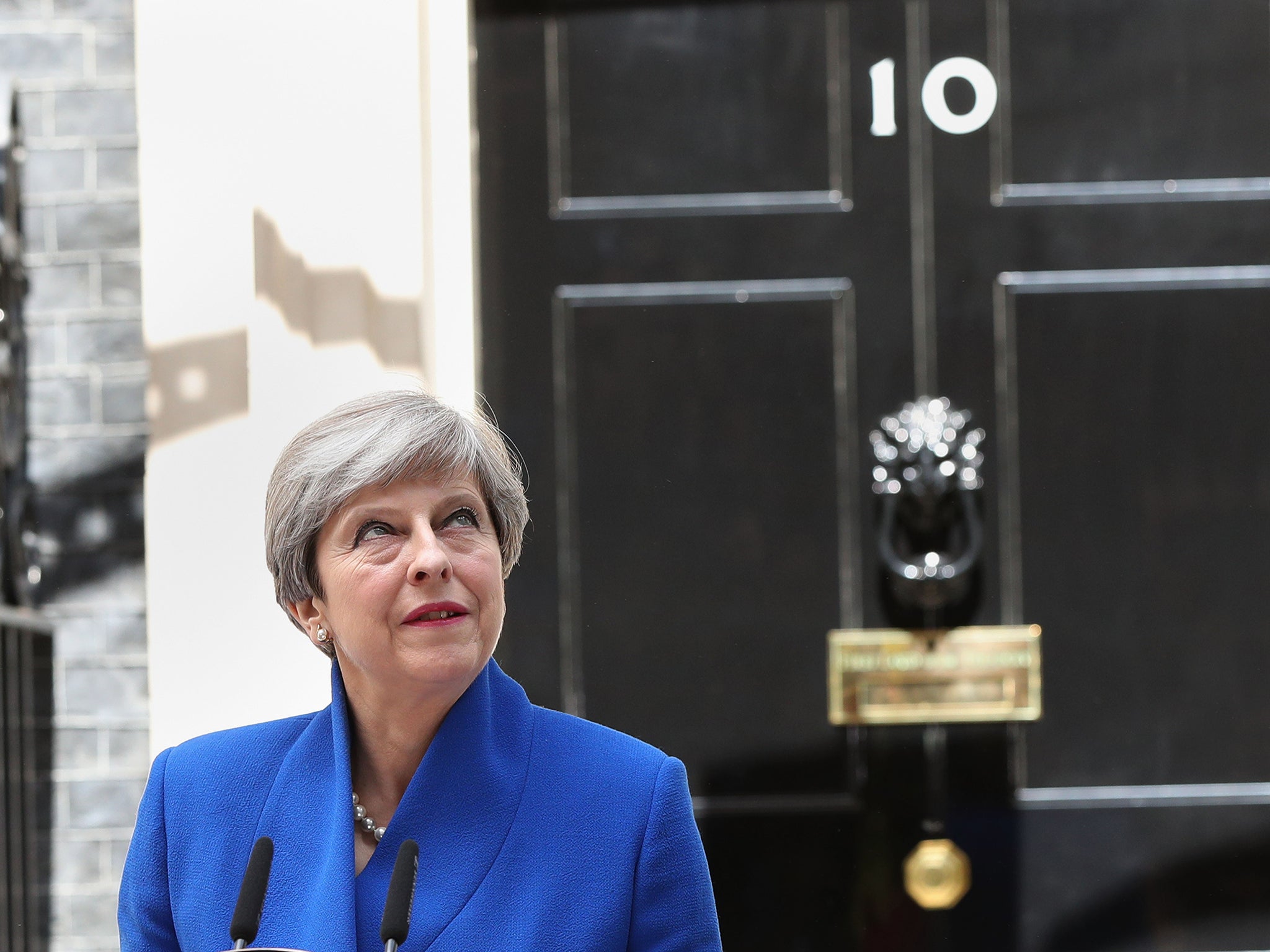 Prime Minister Theresa May makes a statement in Downing Street