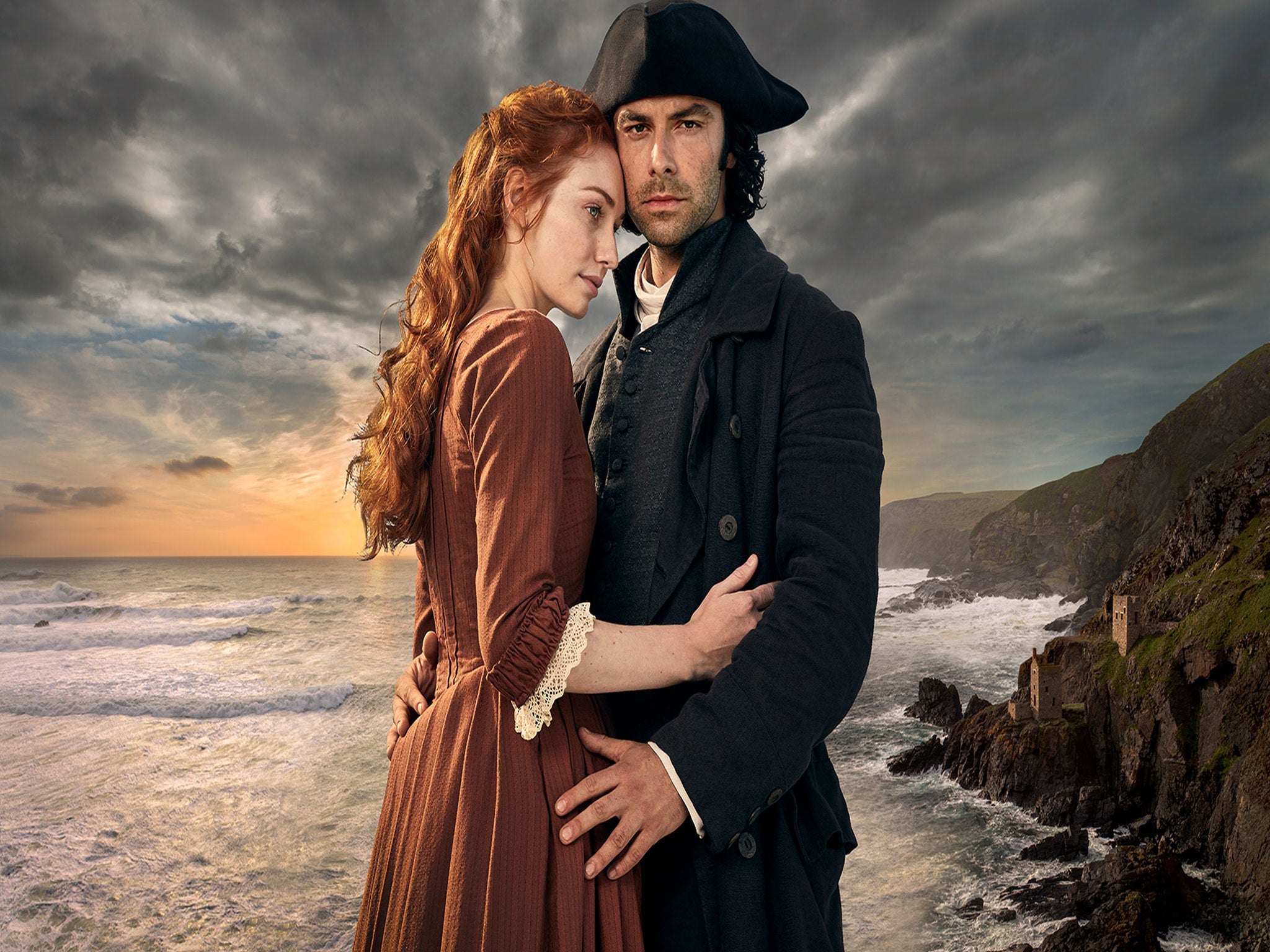 Eleanor Tomlinson and Aidan Turner as Demelza and Ross Poldark