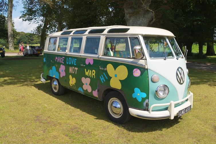 Flower power: adored by festival goers they quickly became the hippie's go-to van