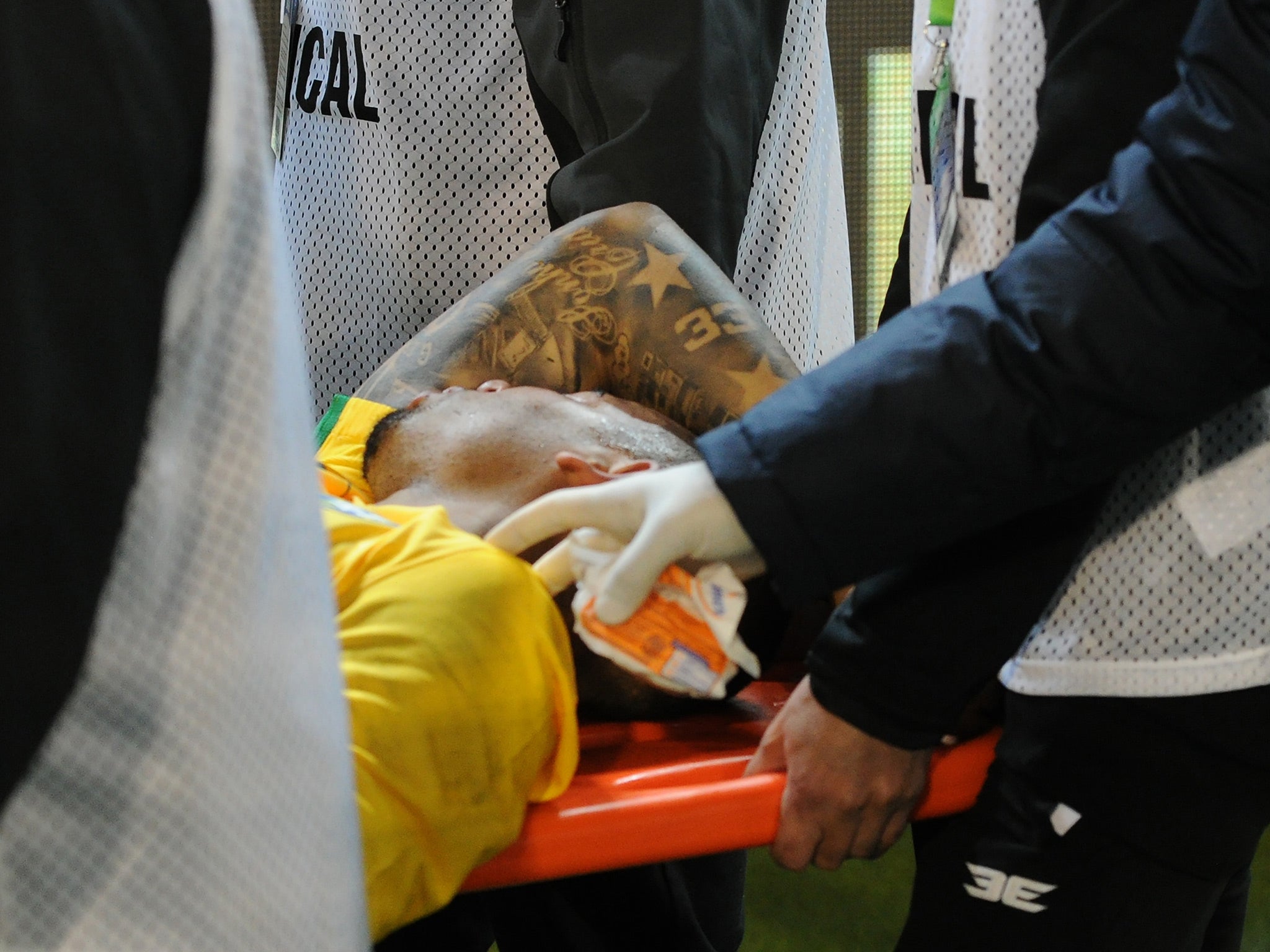 Gabriel Jesus was stretchered off during Brazil's defeat to Argentina