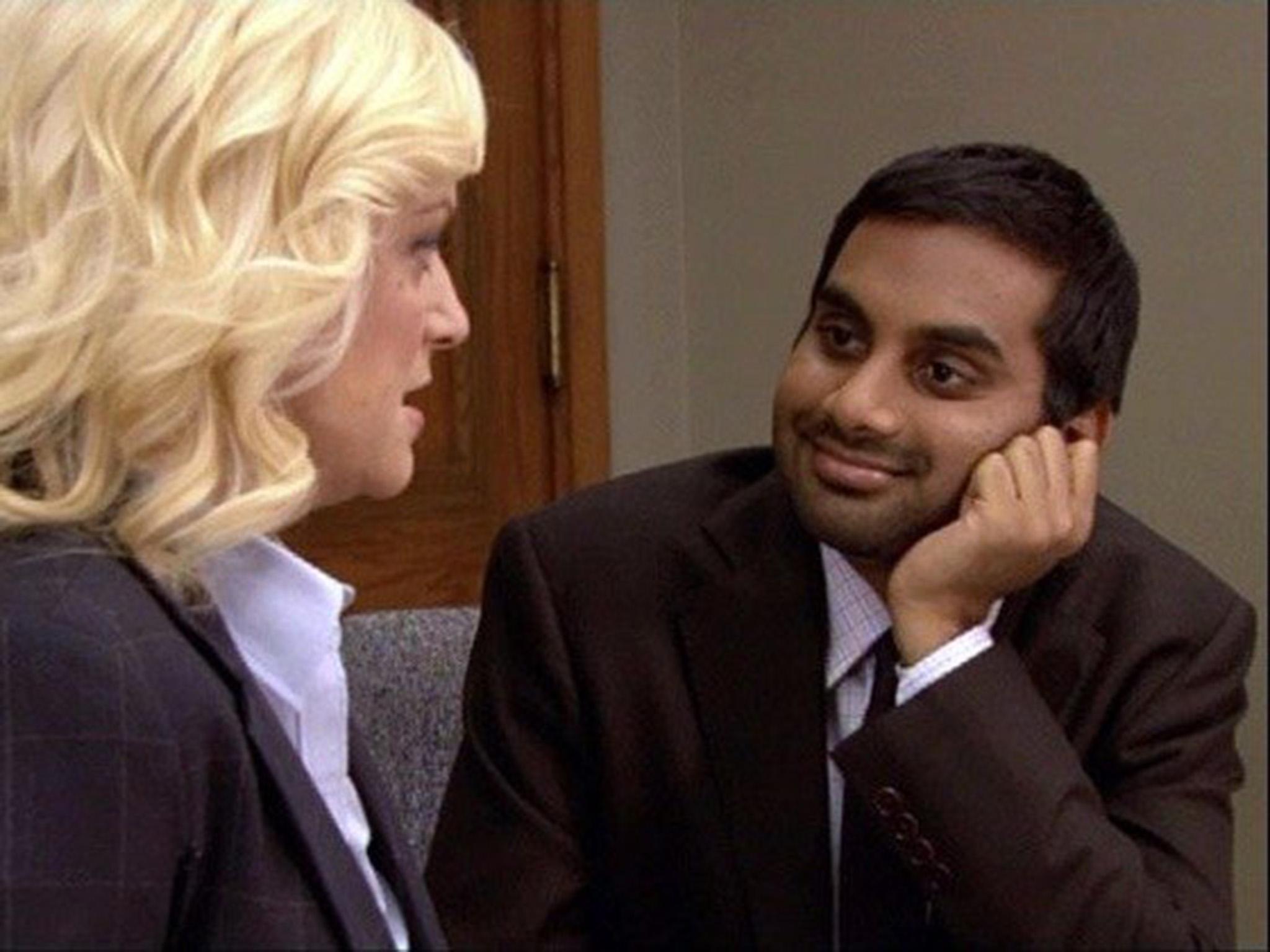 Amy Poehler as Leslie Knoppe and Ansari as Tom Haverford in 'Parks and Recreation'