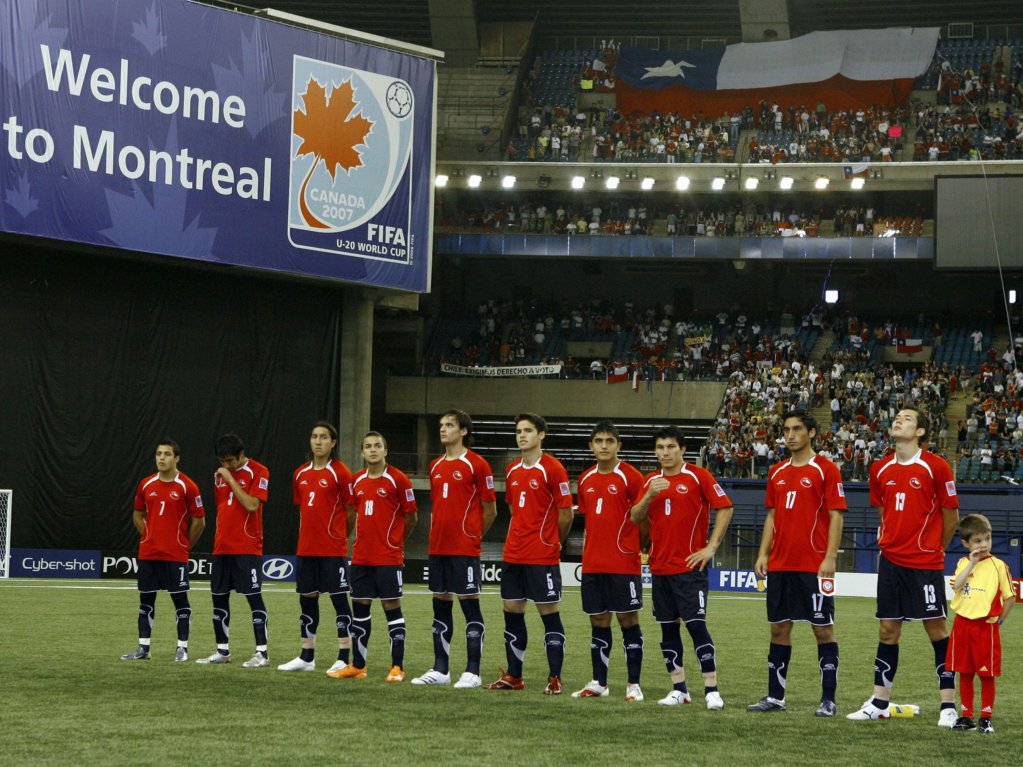 Chile line-up at the under-20 World Cup ahead of their quarter-final match against Nigeria