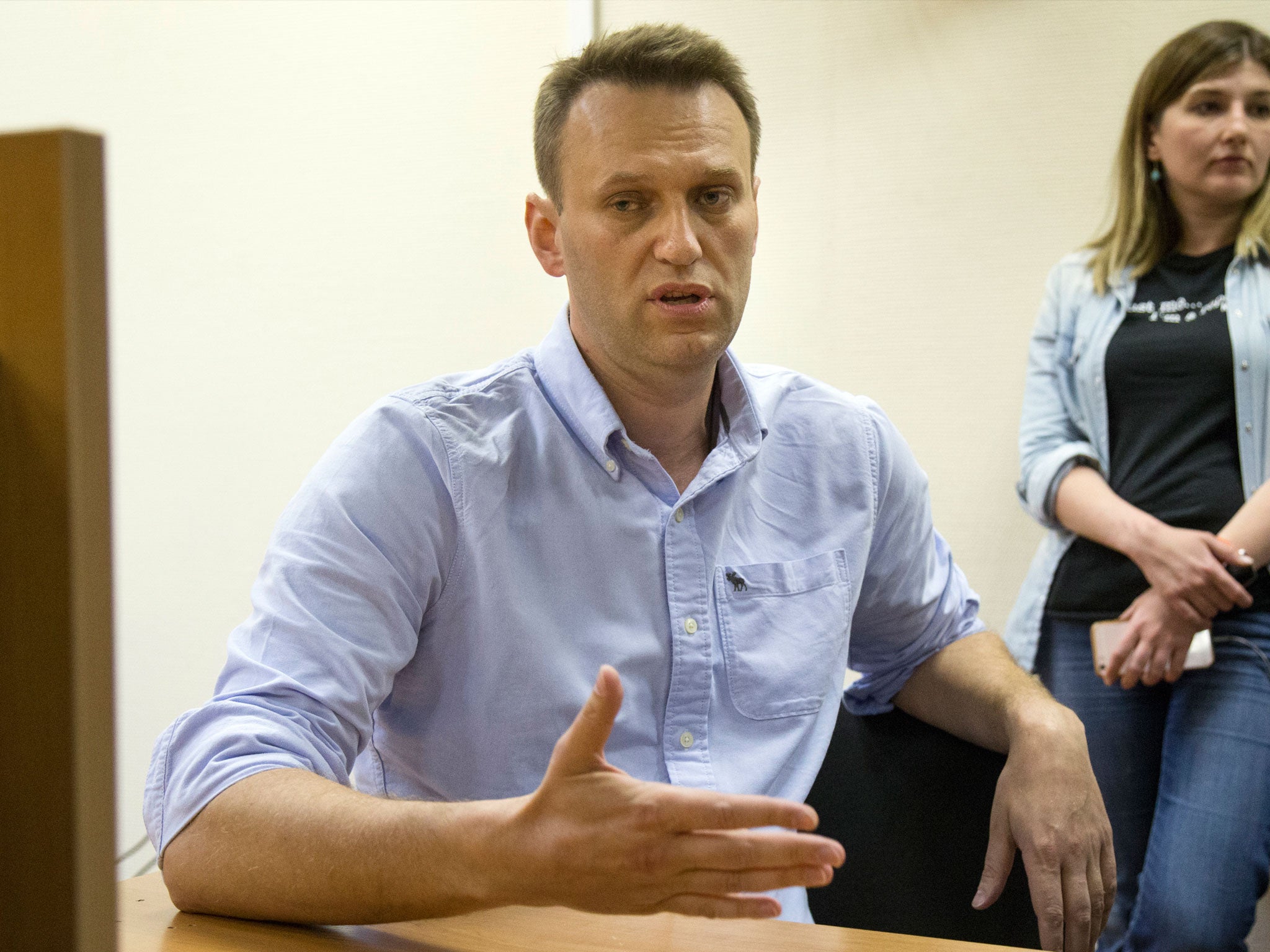 Mr Navalny was detained on his way to a protest in central Moscow