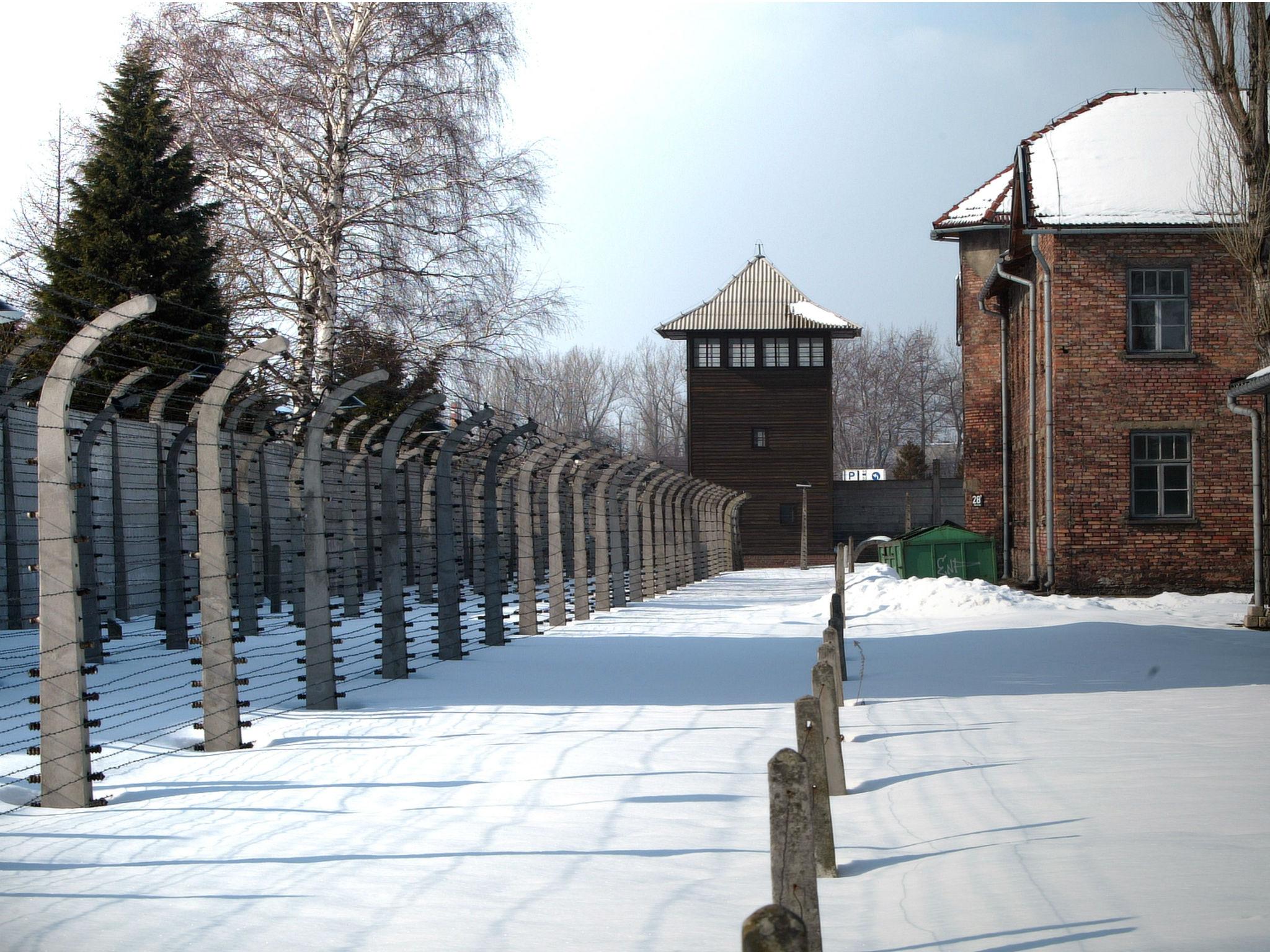 Outside Block 11 (Death Block) in Auschwitz concentration camp