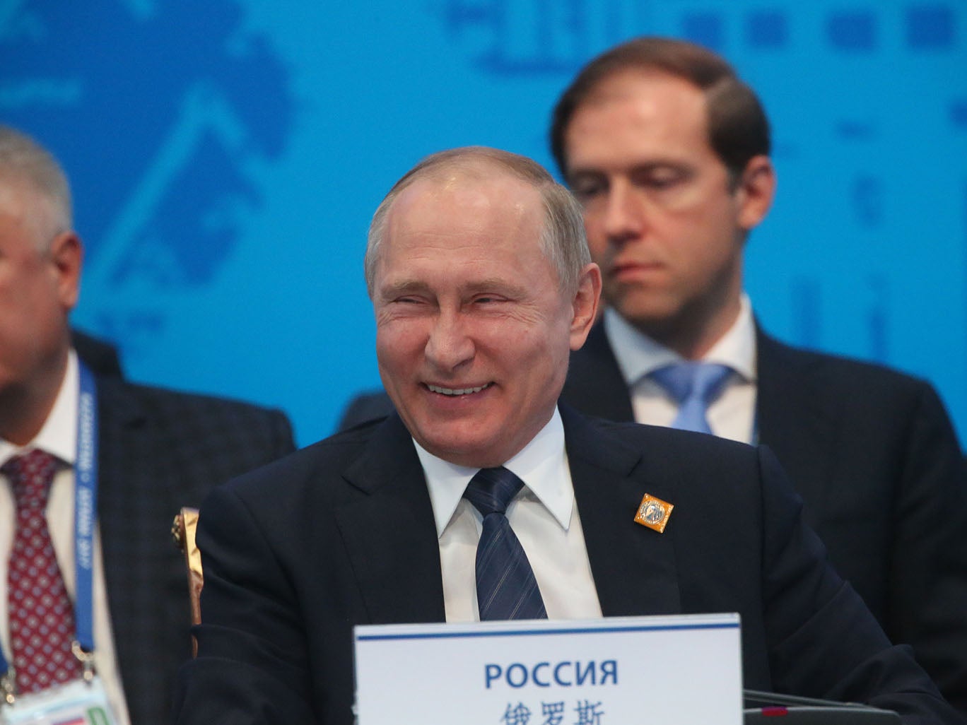 Mr Putin also joked that Russia would offer asylum to former FBI director James Comey (Getty Images)