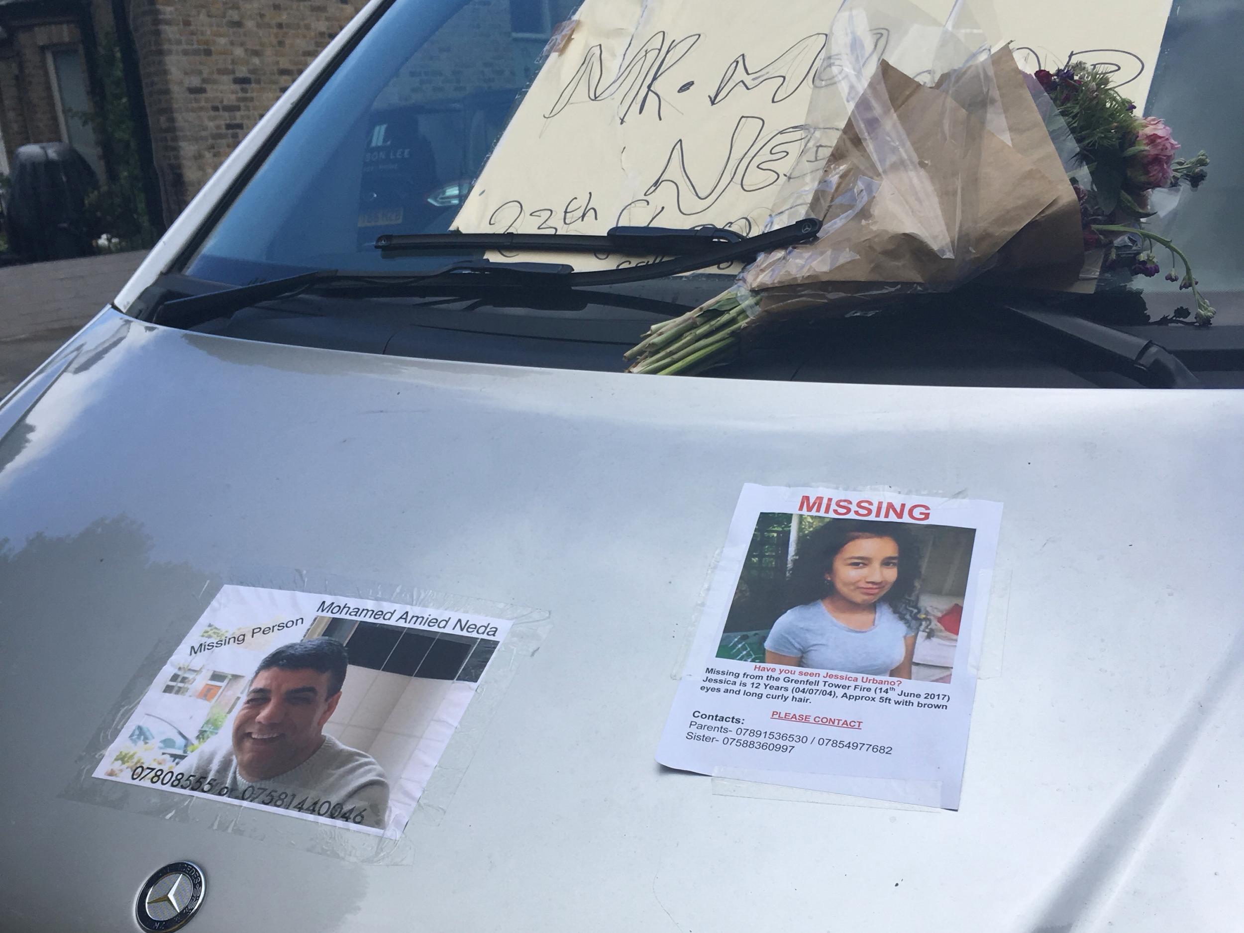 A car said to belong to a victim of the Grenfell fire