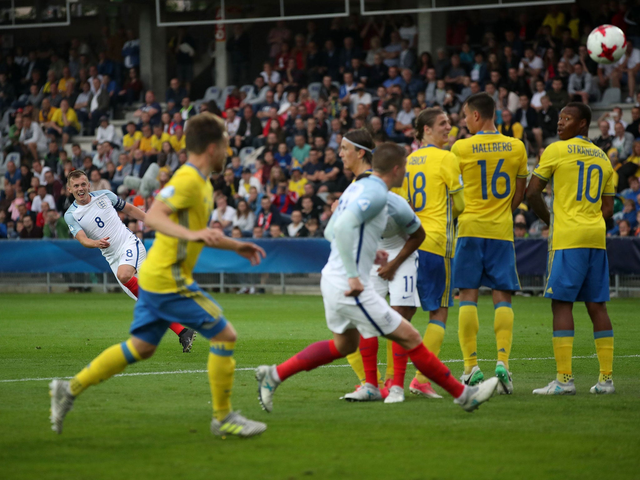 James Ward-Prowse takes a free-kick on goal