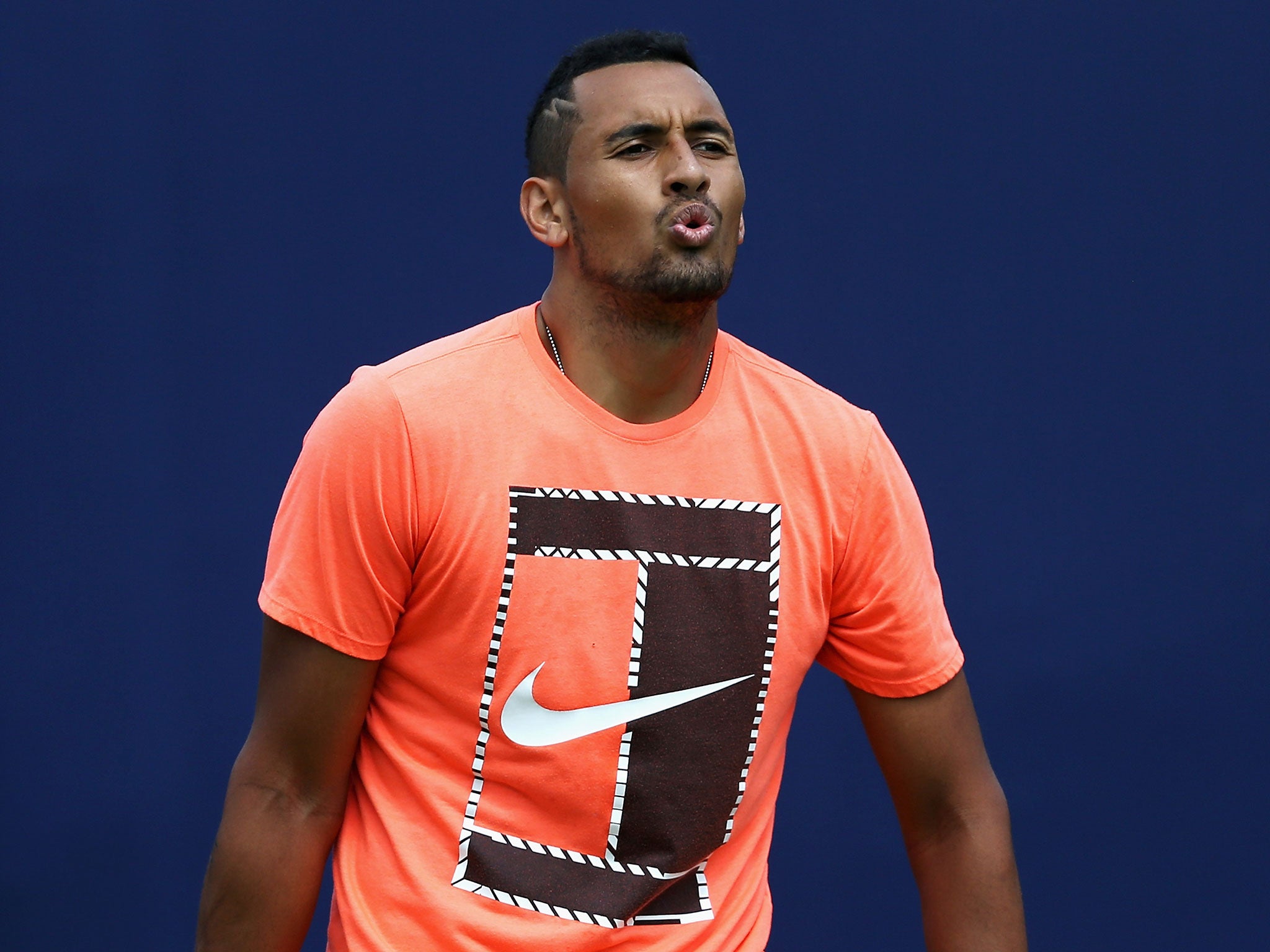 Nick Kyrgios in training at the Aegon Championships