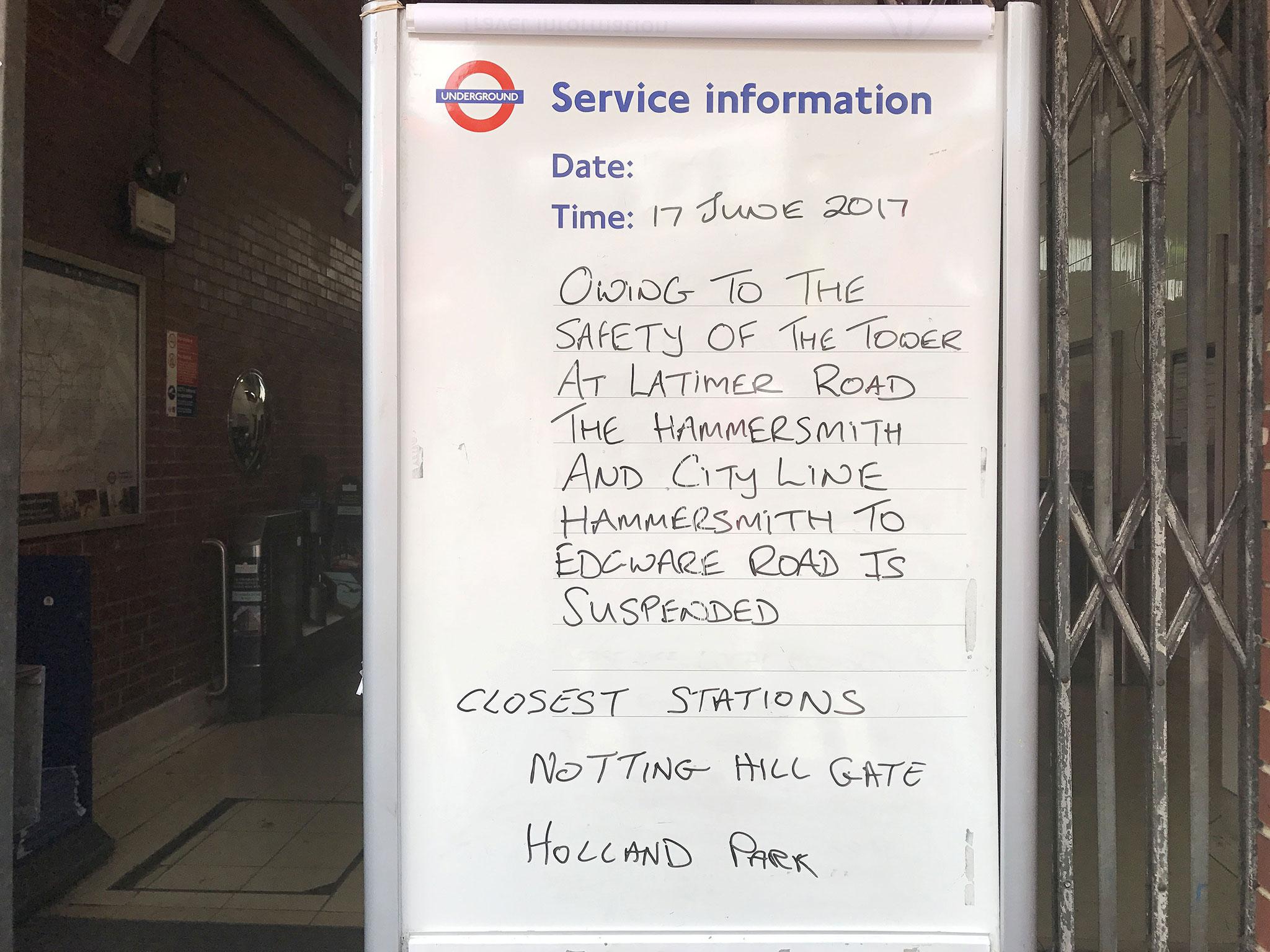 The sign greeting passengers at Ladbroke Grove