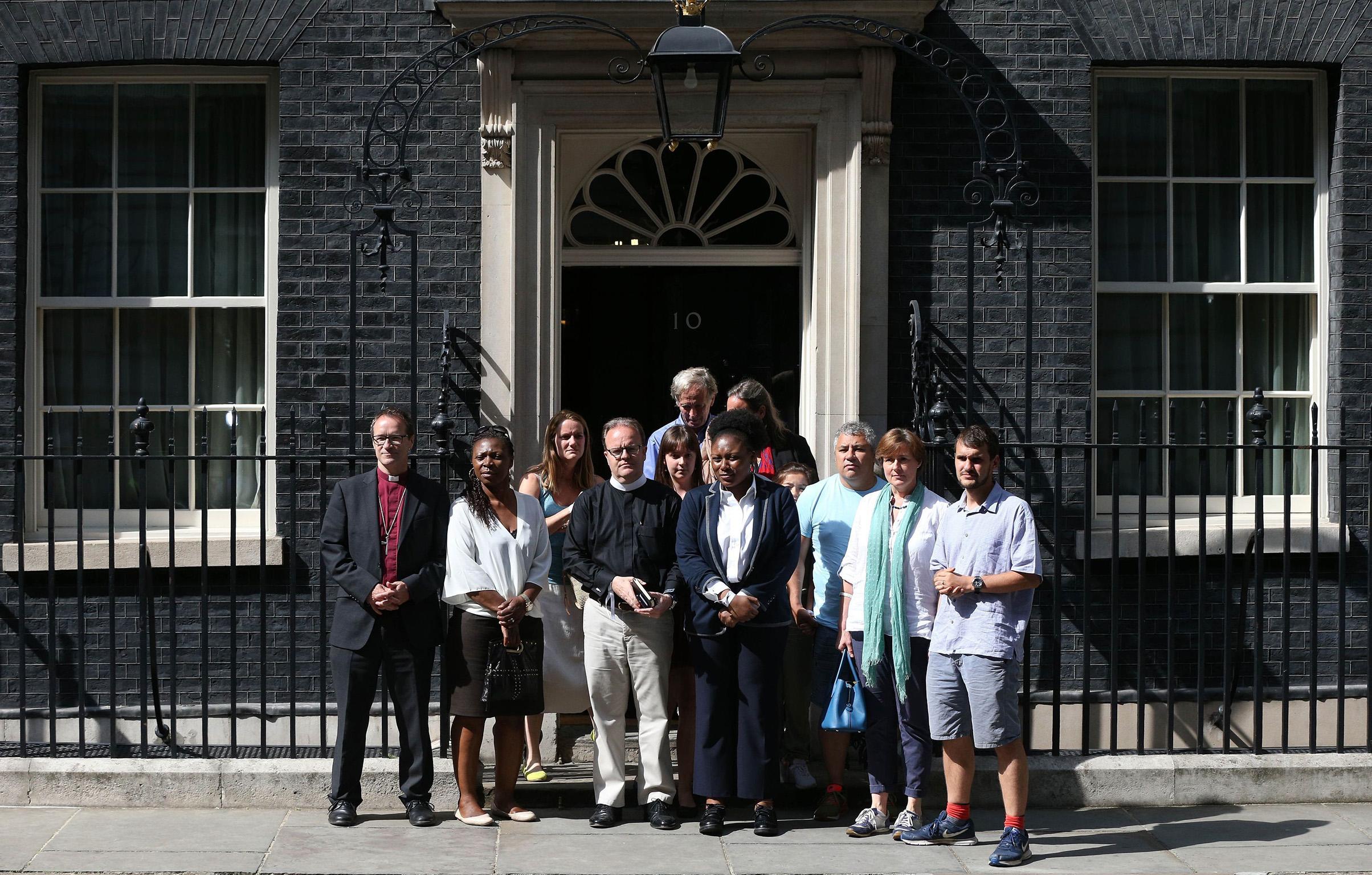 Victims of the Grenfell Tower on the steps of 10 Downing Street