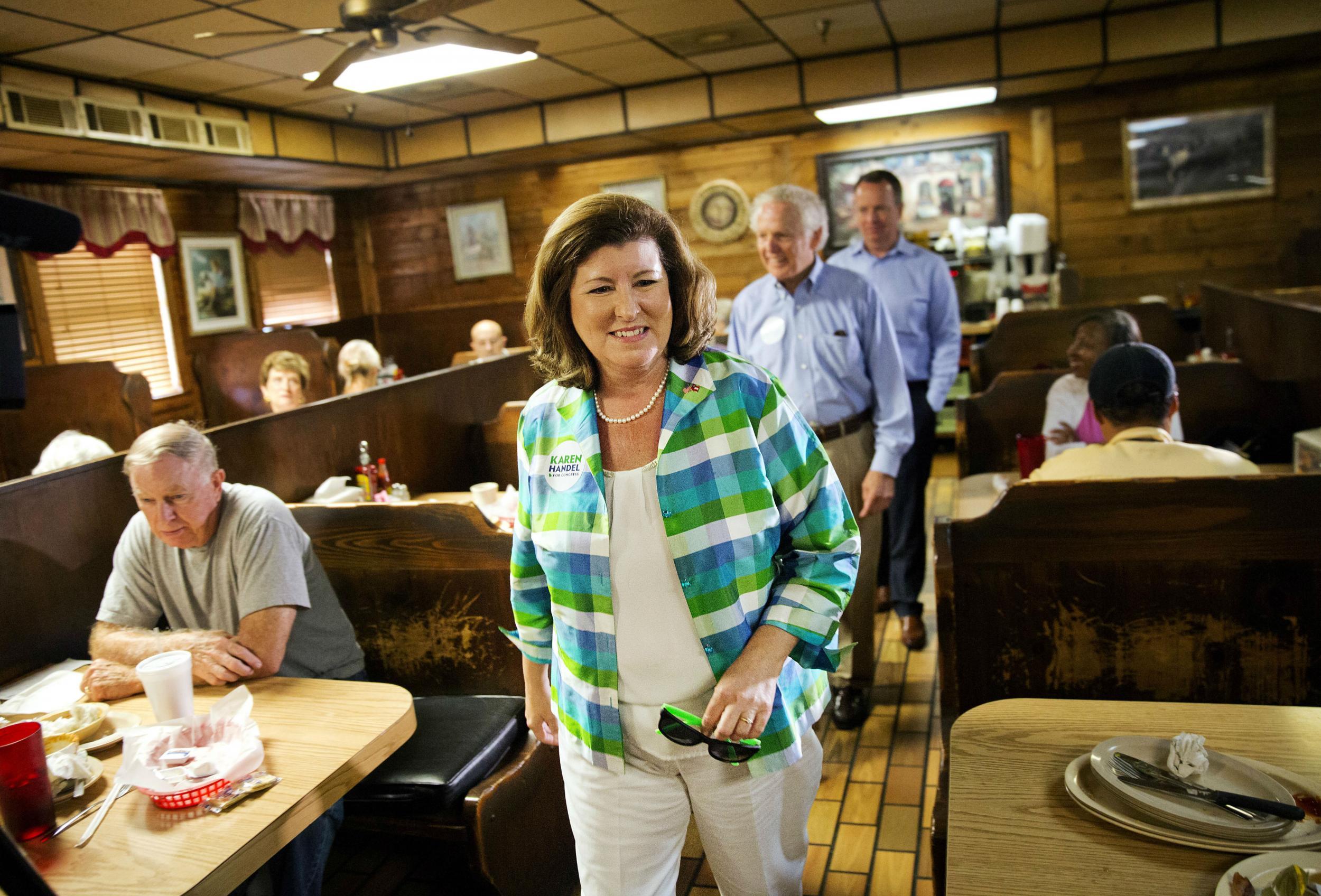 Ms Handel is fighting to hold on to a seat Republicans have occupied since 1979