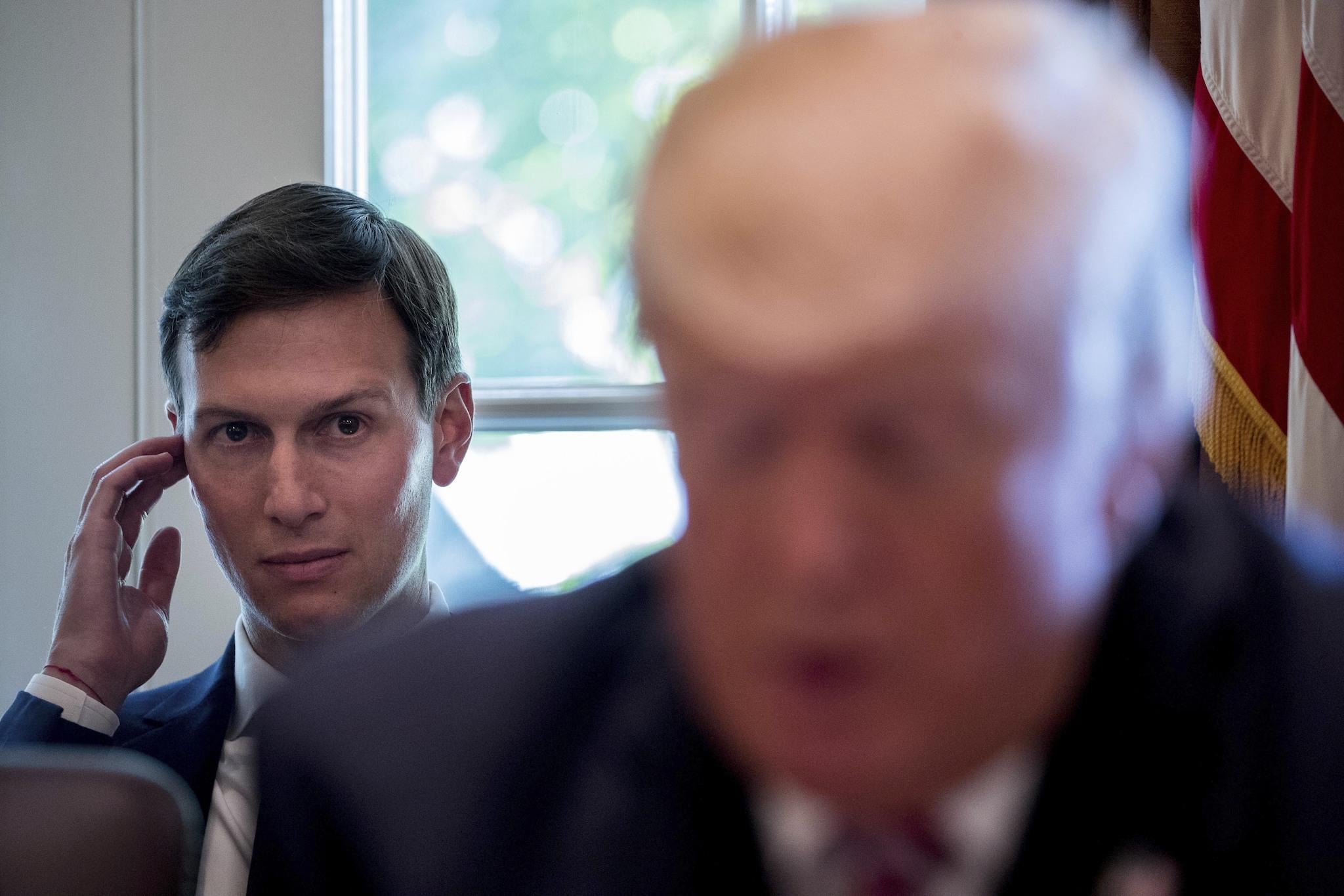 White House Senior Adviser Jared Kushner listens as President Donald Trump speaks during a Cabinet meeting