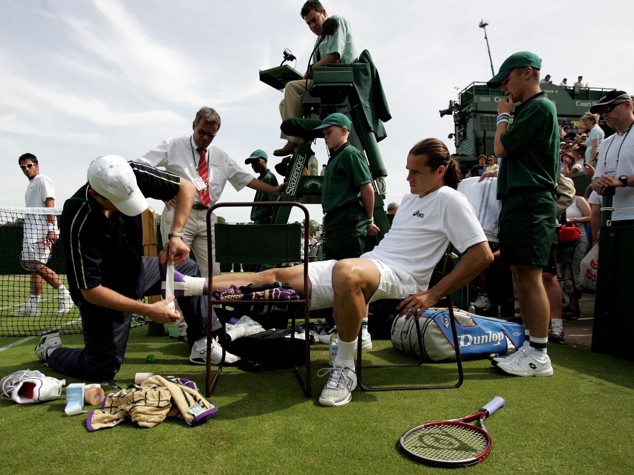 In 2005 Haas suffered a freak injury at Wimbledon