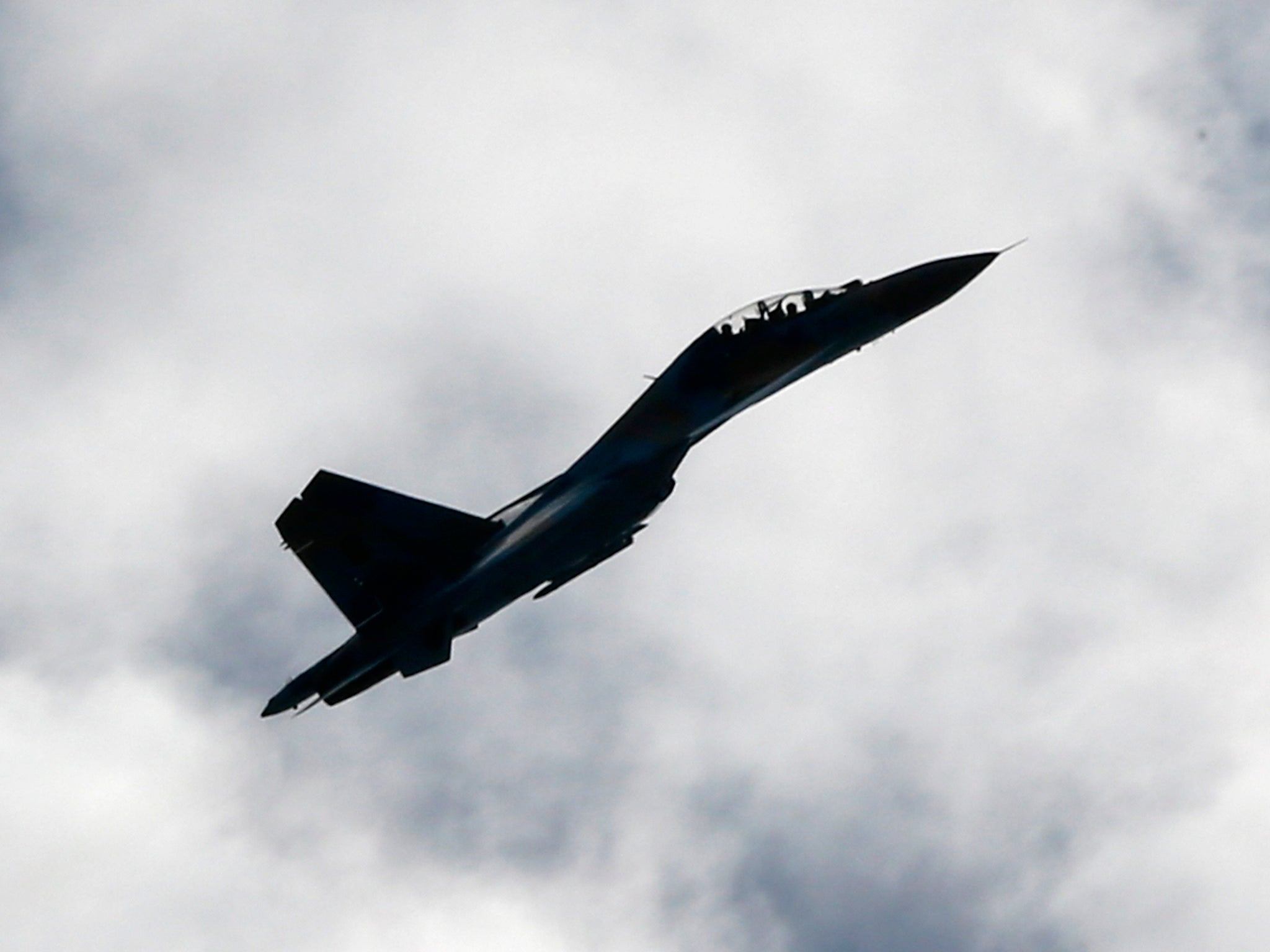 A Ukrainian Sukhoi Su-27 jet fighter