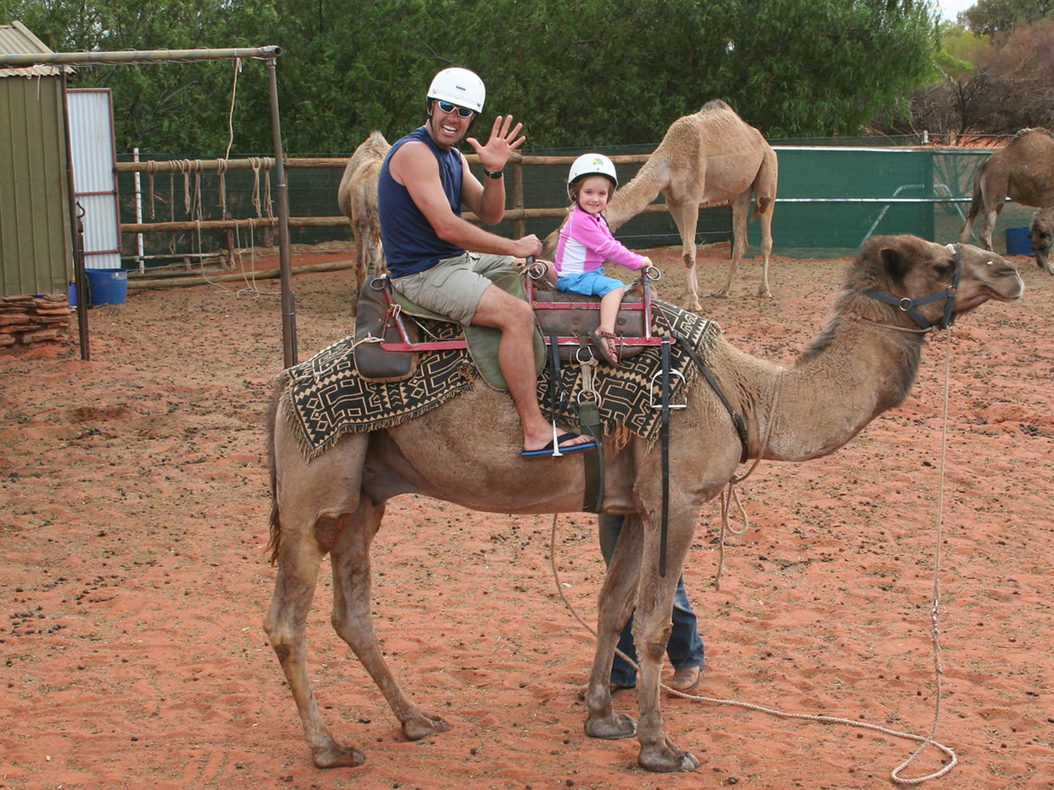 Camel ride: Weatherill and Jessica in Watarrka National Park in Australia’s Northern Territory