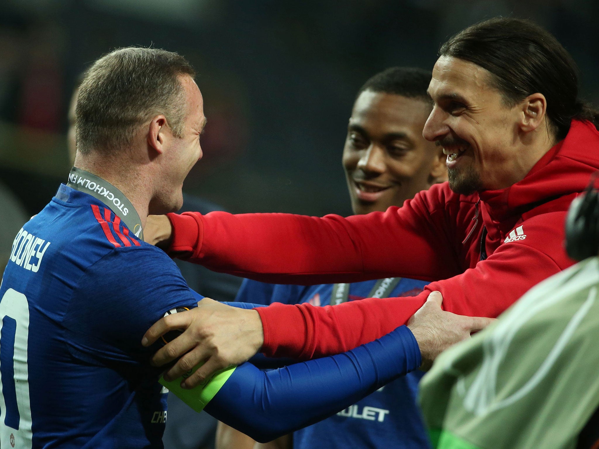 Zlatan Ibrahimovic and Wayne Rooney after United's Europa League victory