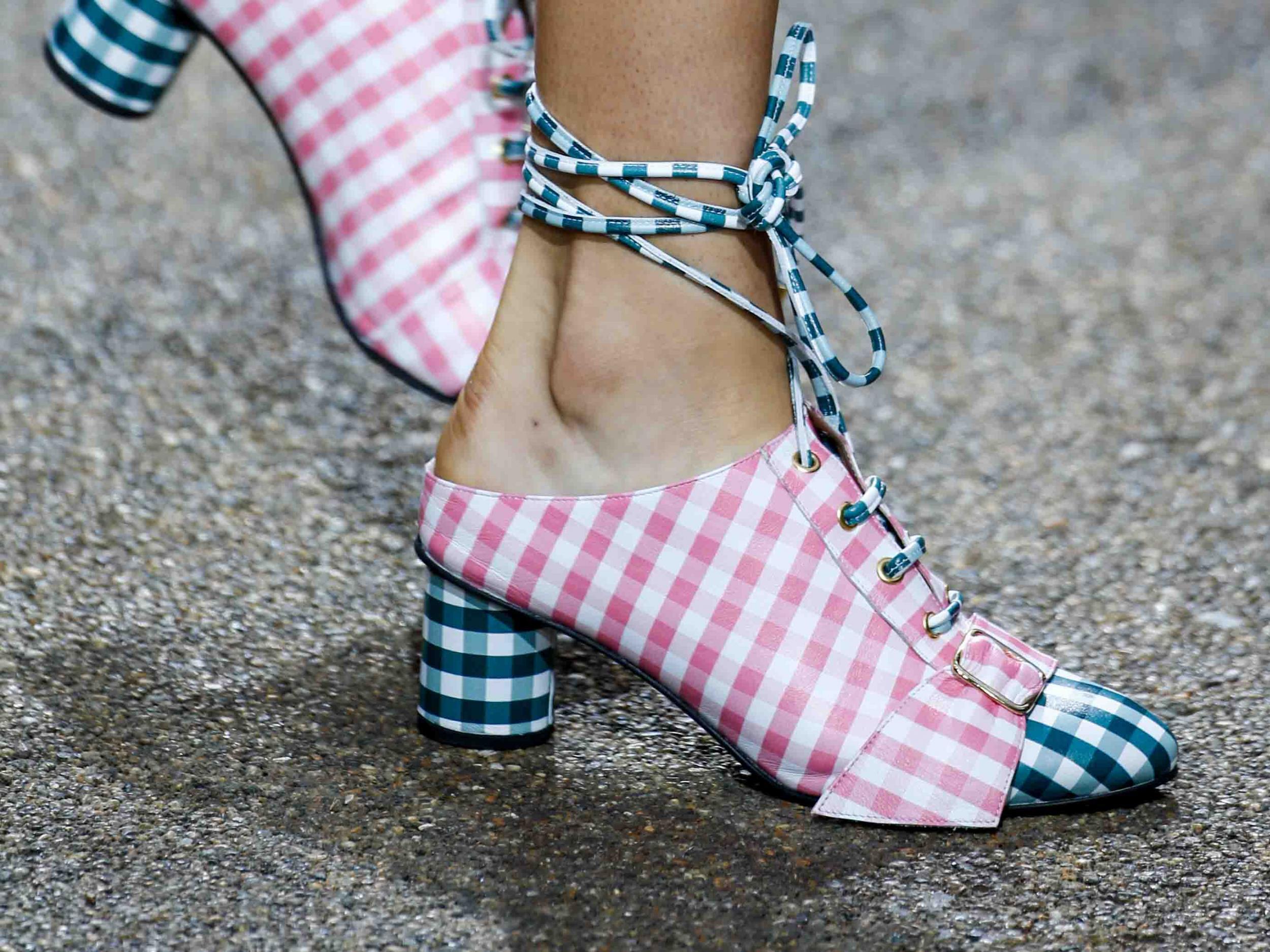 At House of Holland, gingham dresses were paired with corresponding pointed heels that bound the ankle