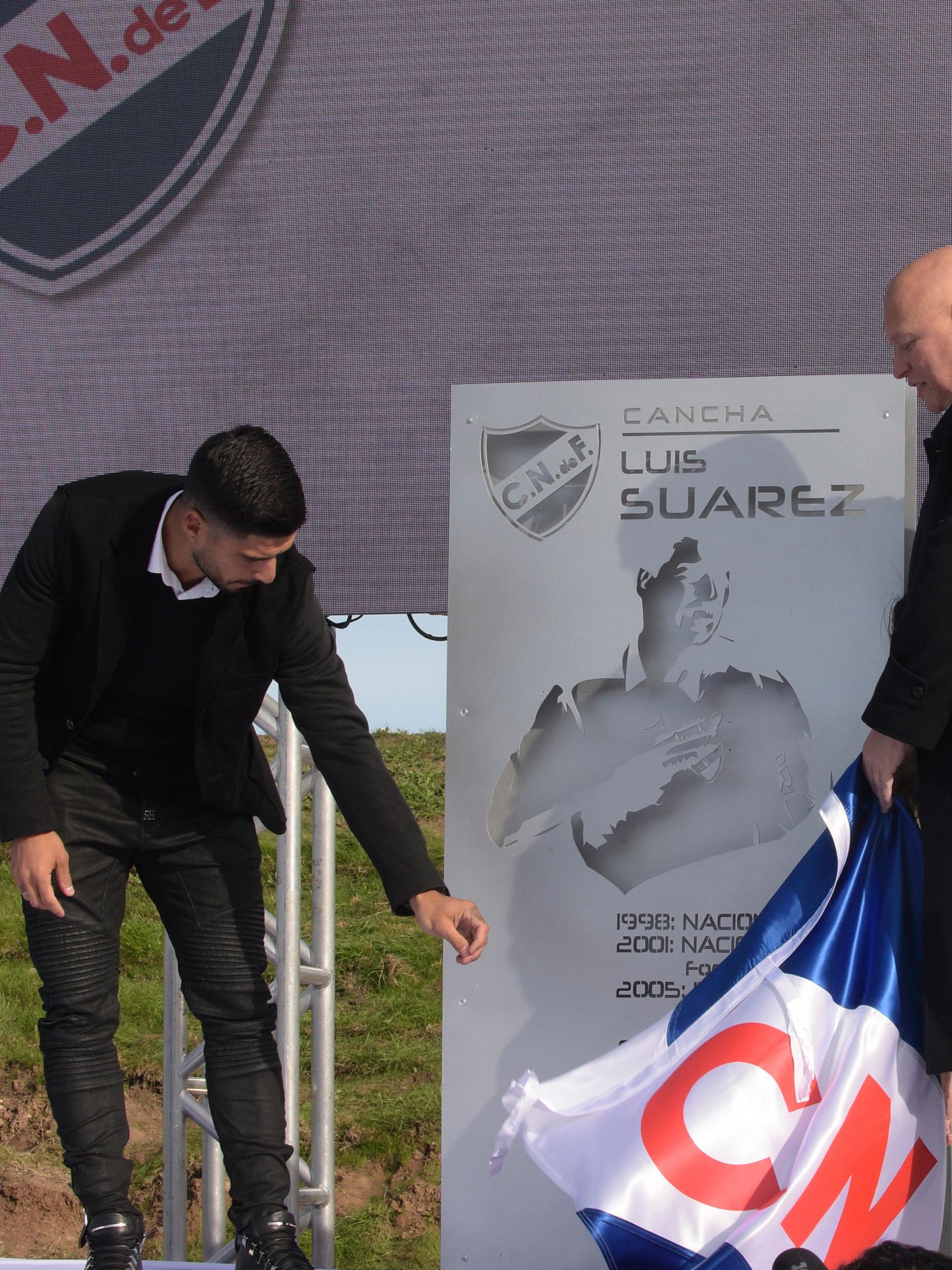 Suarez opened the new training pitch alongside Nacional president Jose Luis Rodriguez