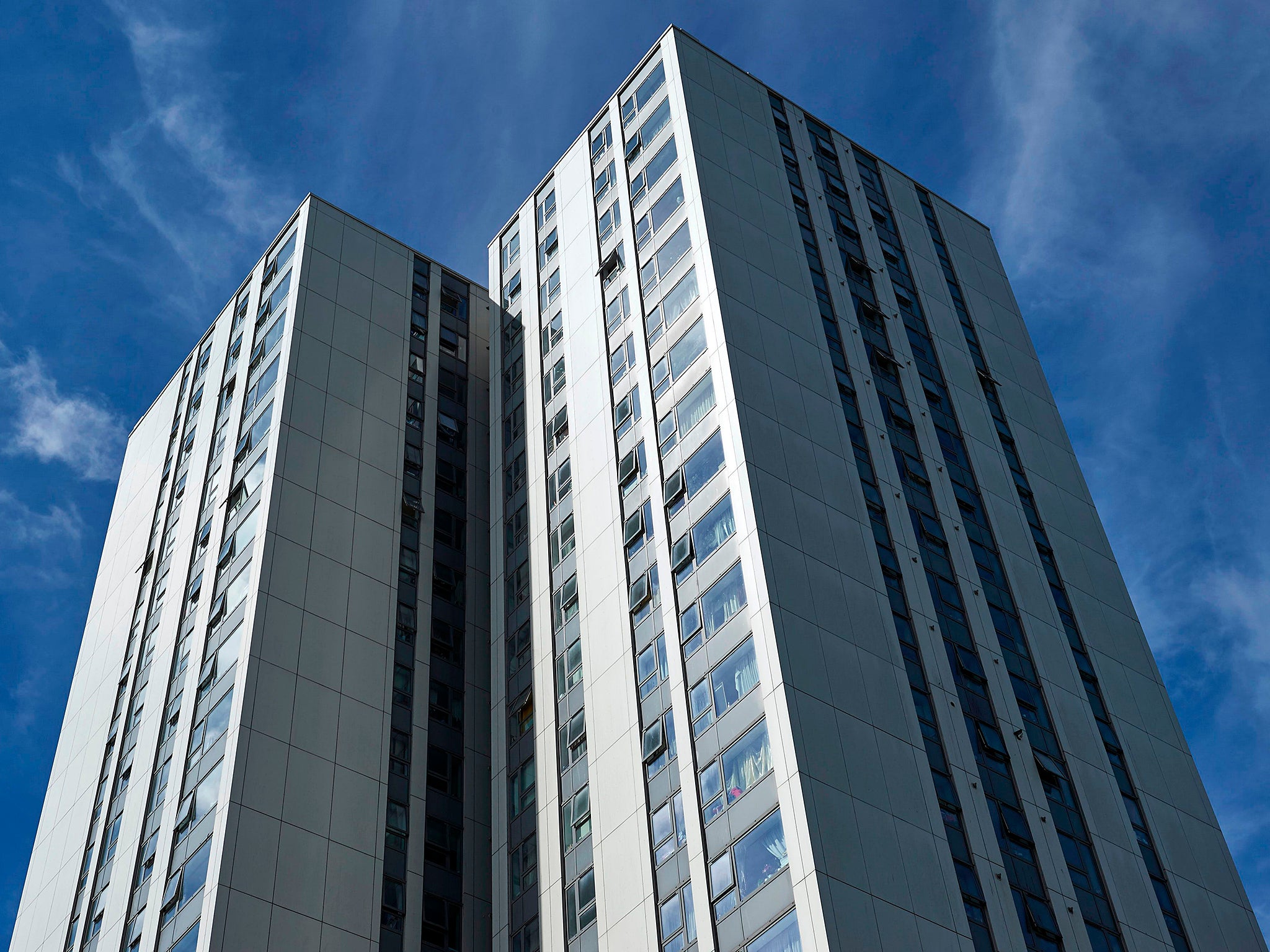 The Dorney residential tower block in Camden, north-west London, is one of five towers on the Chalcots Estate due to have its cladding removed