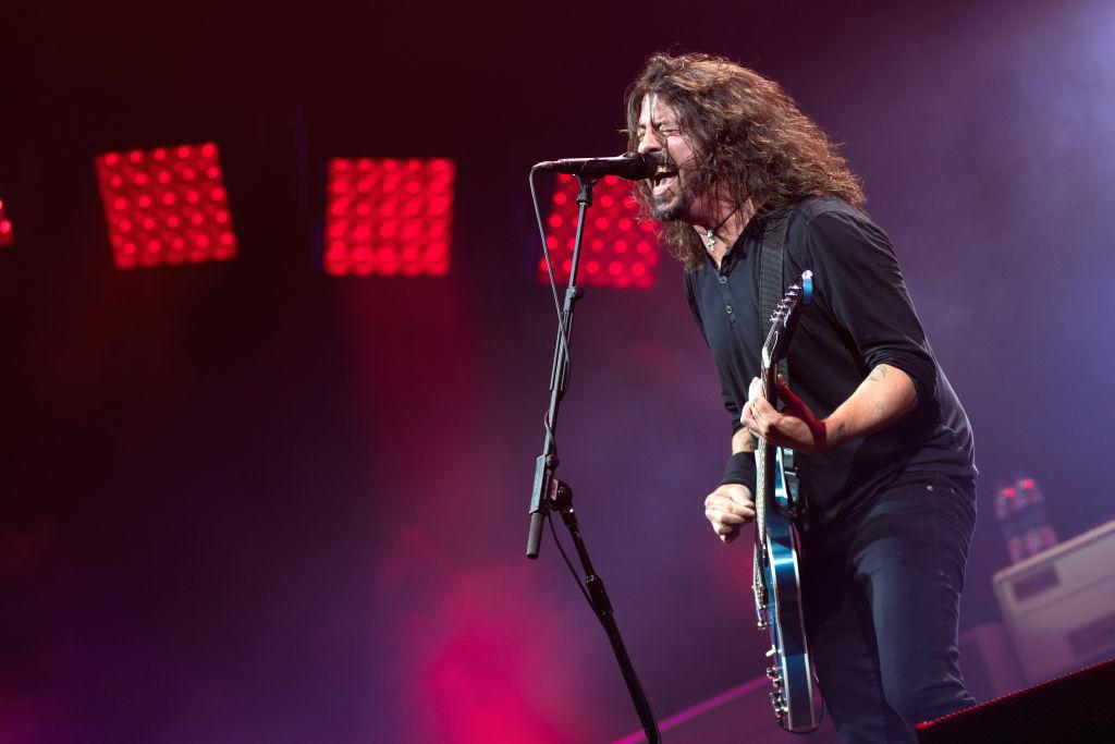 Dave Grohl of Foo Fighters performs on the Pyramid Stage at Glastonbury festival