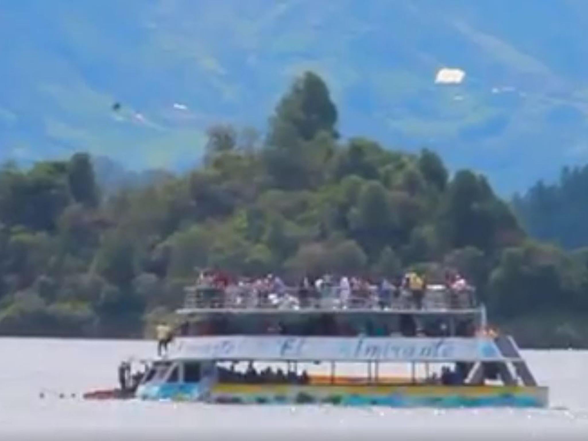 The El Almirante ferry sinking in a reservoir near Medellin, Colombia