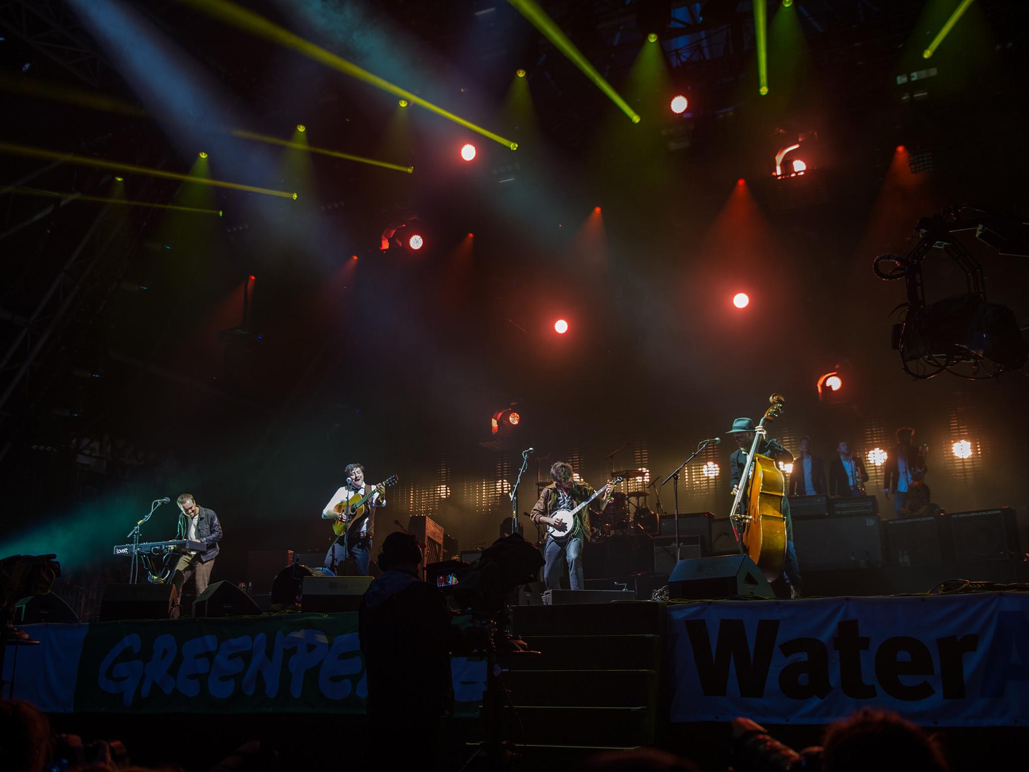 Mumford &amp; Sons headlining Glastonbury in 2013 with only two albums under their belts (Getty)