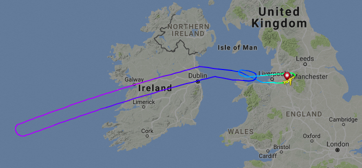 Track of Thomas Cook flight from Manchester to Holguin in Cuba