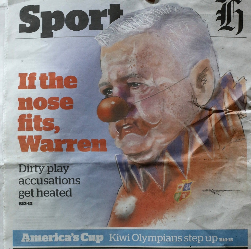 Gatland was pictured dressed as a clown on the front of the New Zealand Herald