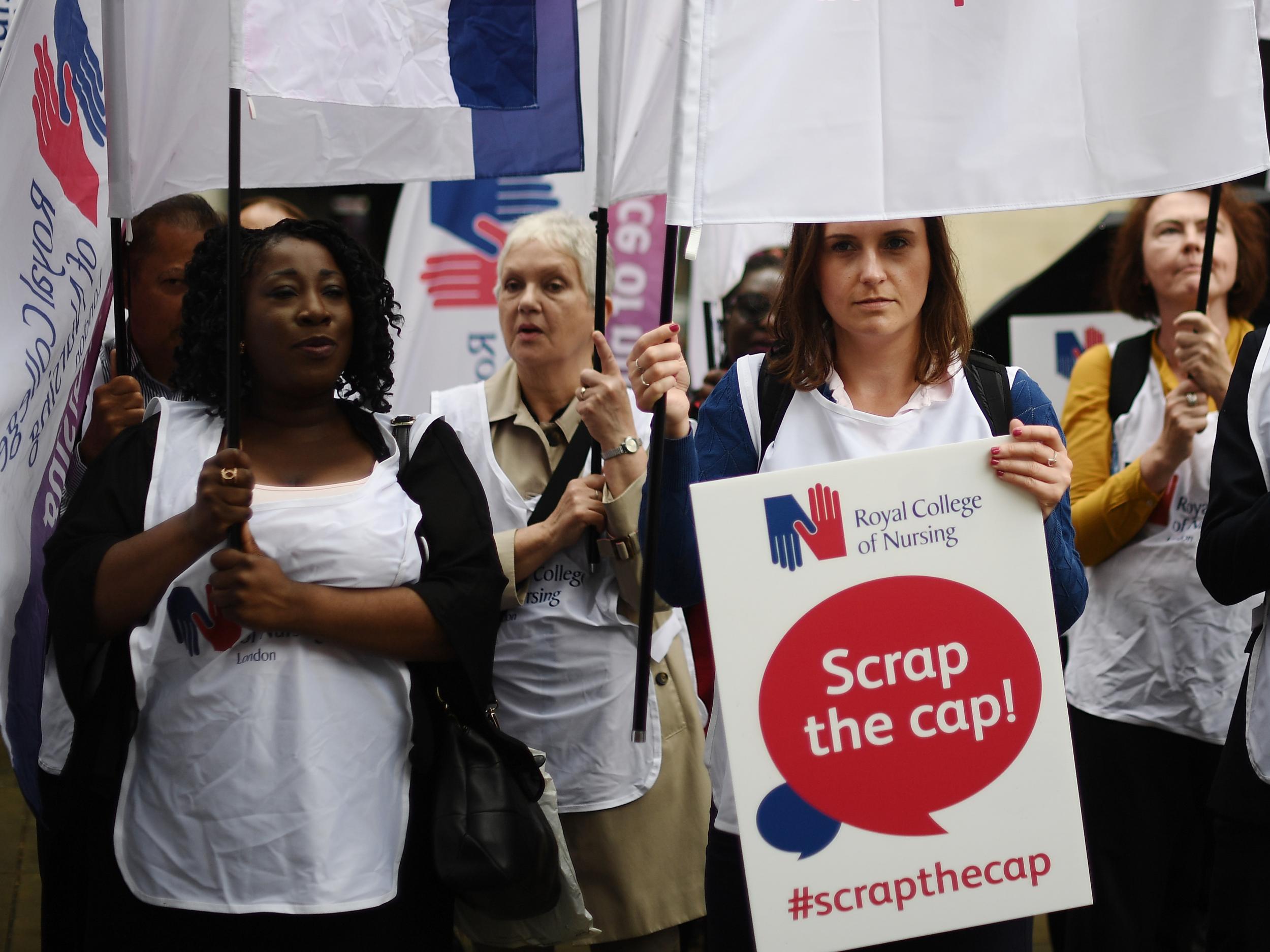 Nurses protest outside the Department of Health over low pay