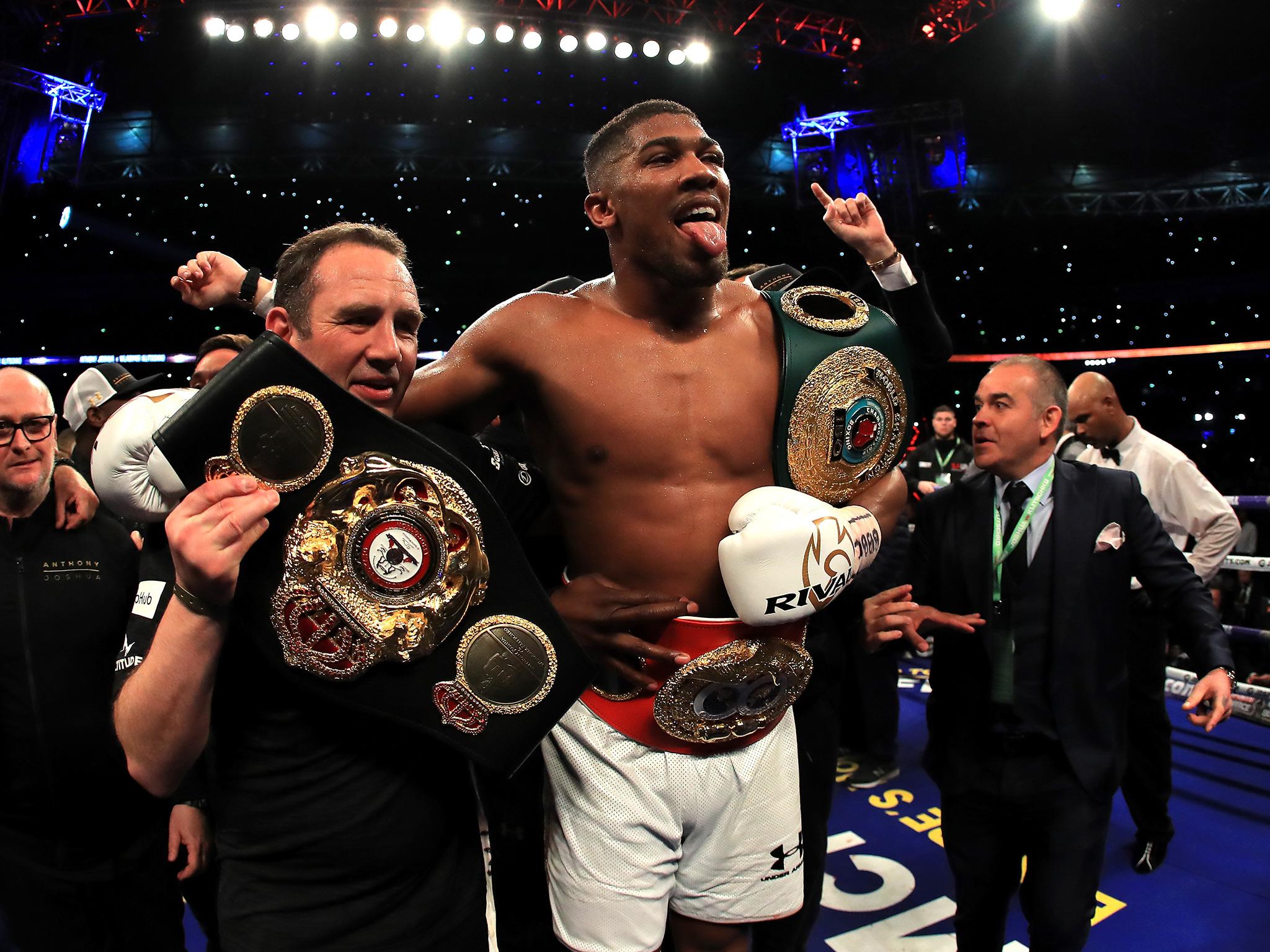 &#13;
Joshua stopped Klitschko in the 11th round at Wembley (Getty)&#13;