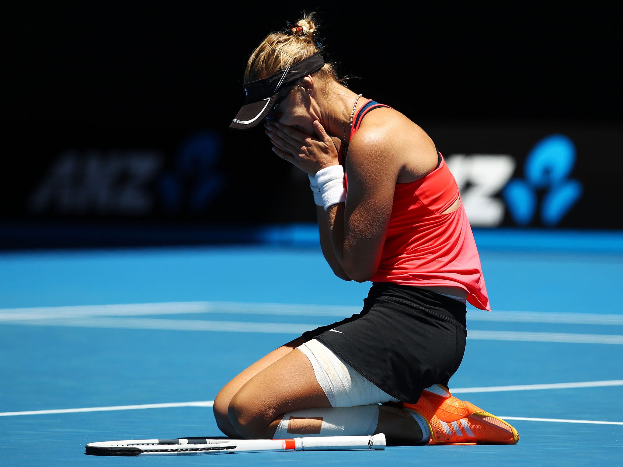 Lucic-Baroni celebrates her quarter-final victory against Karolina Pliskova at the Australian Open