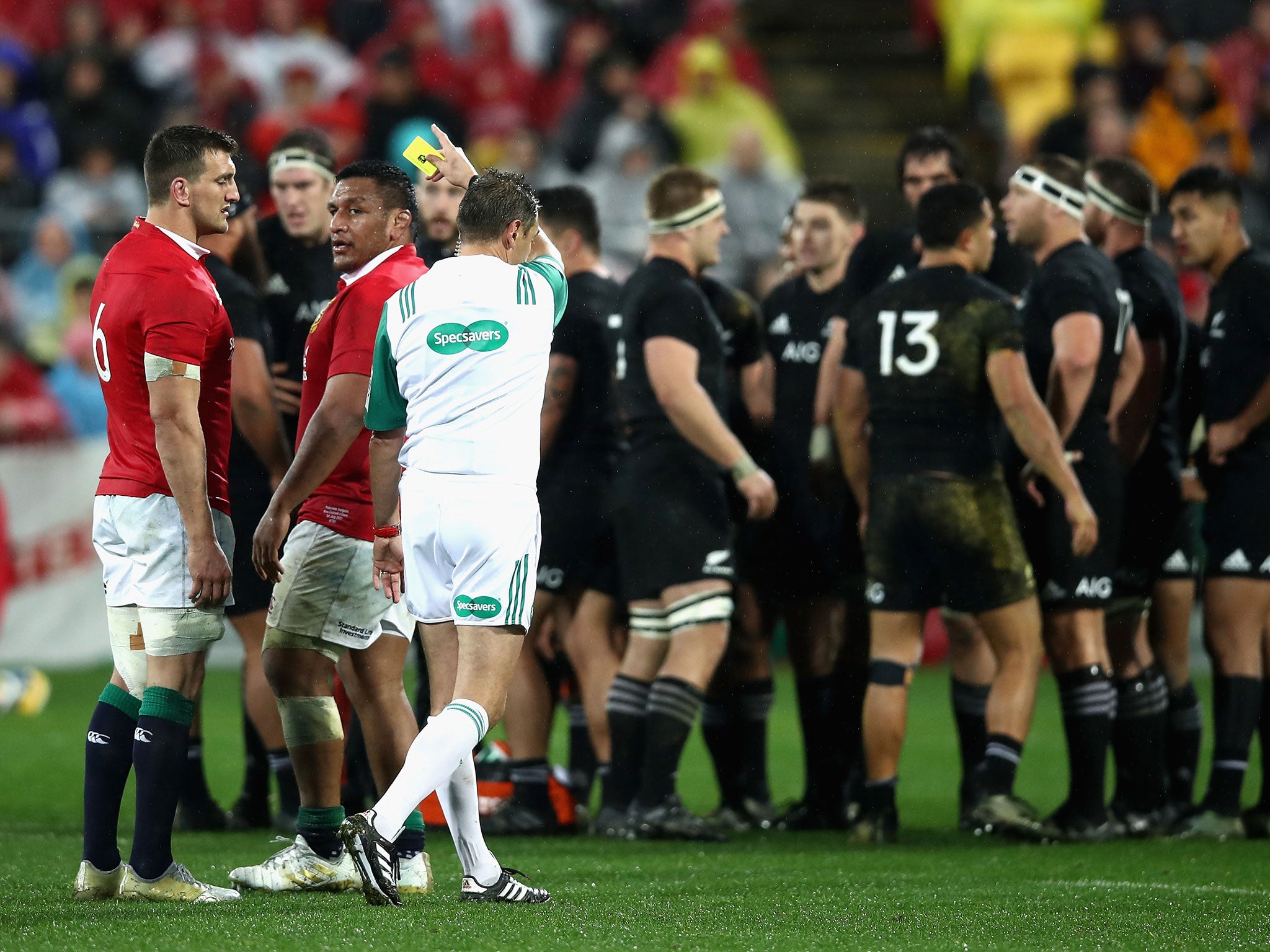 Mako Vunipola is shown yellow