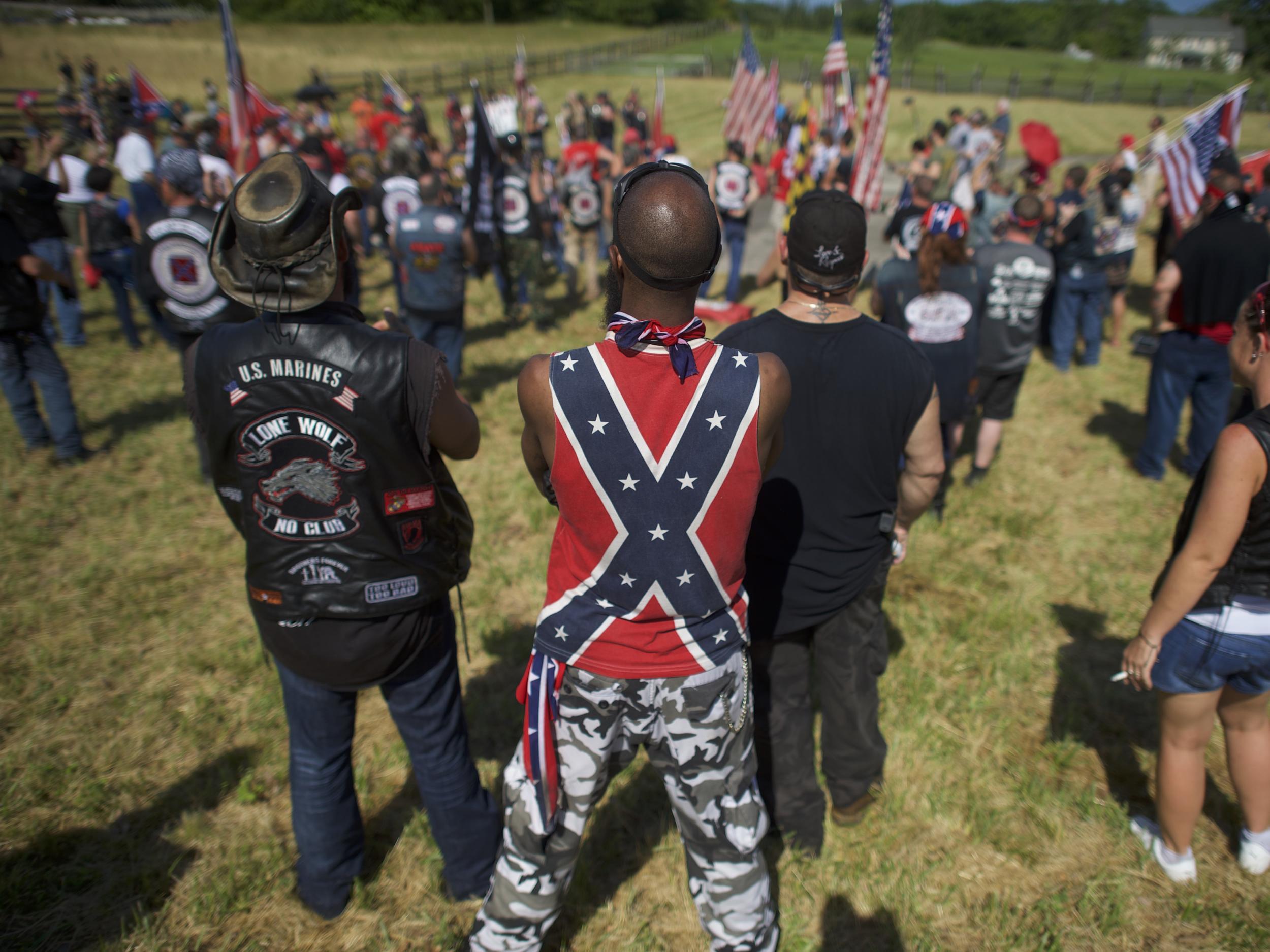 'Patriot' protesters at the Gettysburg National Cemetery during commemorations of the Battle of Gettysburg