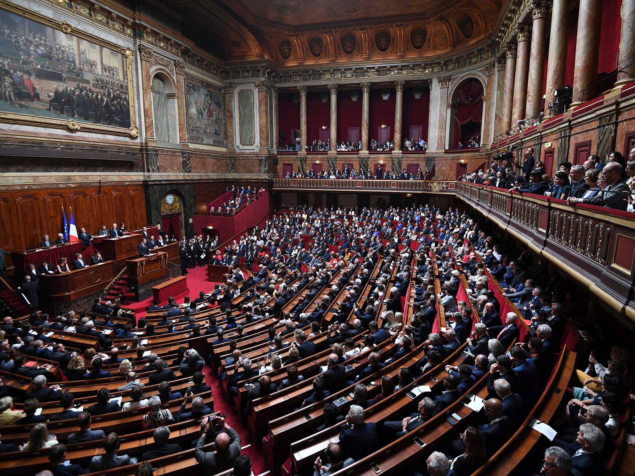 Mr Macron addressing the special congress in Versailles