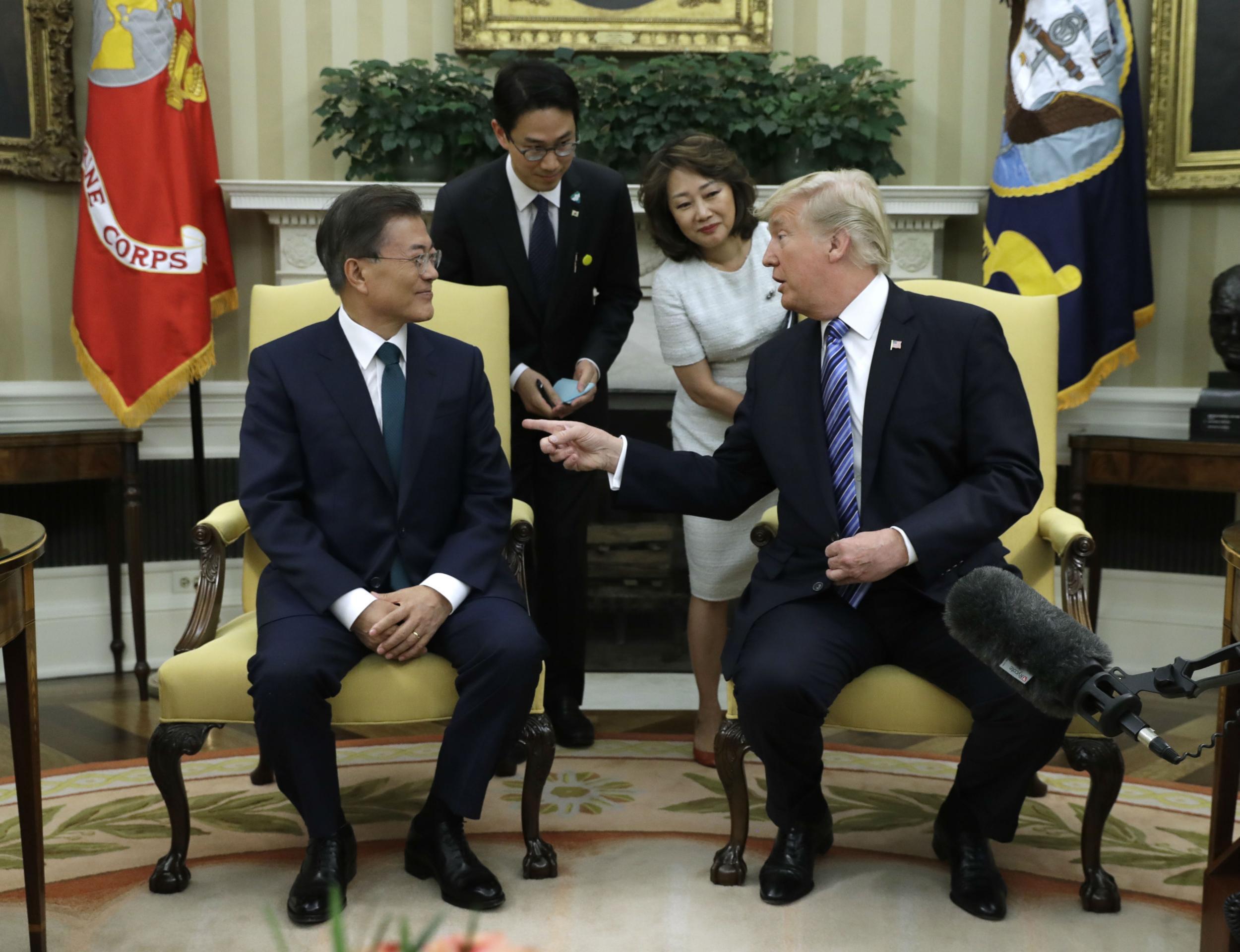 Mr Trump and South Korean Moon Jae-in discussed options for more sanctions on North Korea