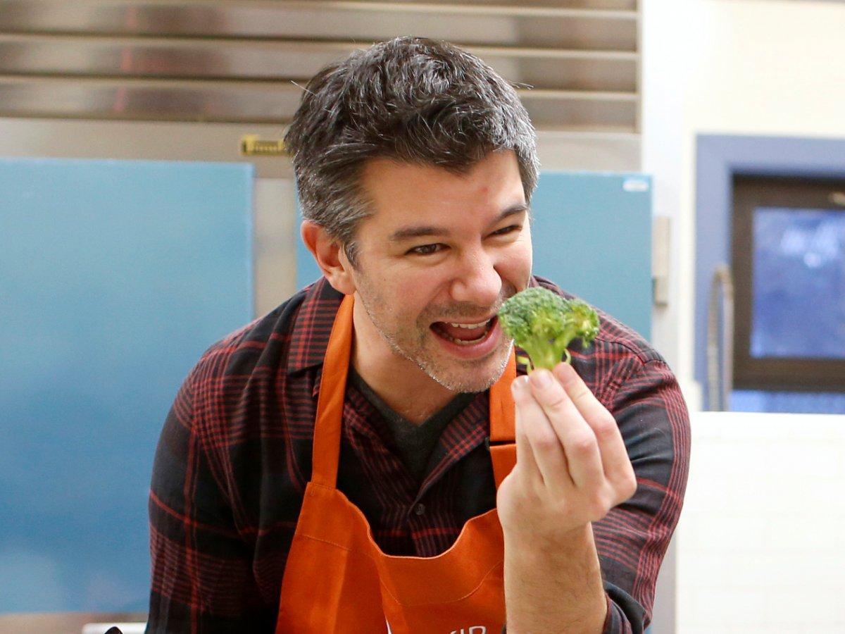 Uber founder Travis Kalanick cooks broccoli