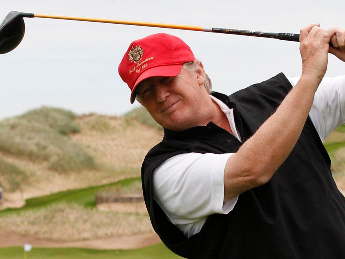 President Donald Trump golfing