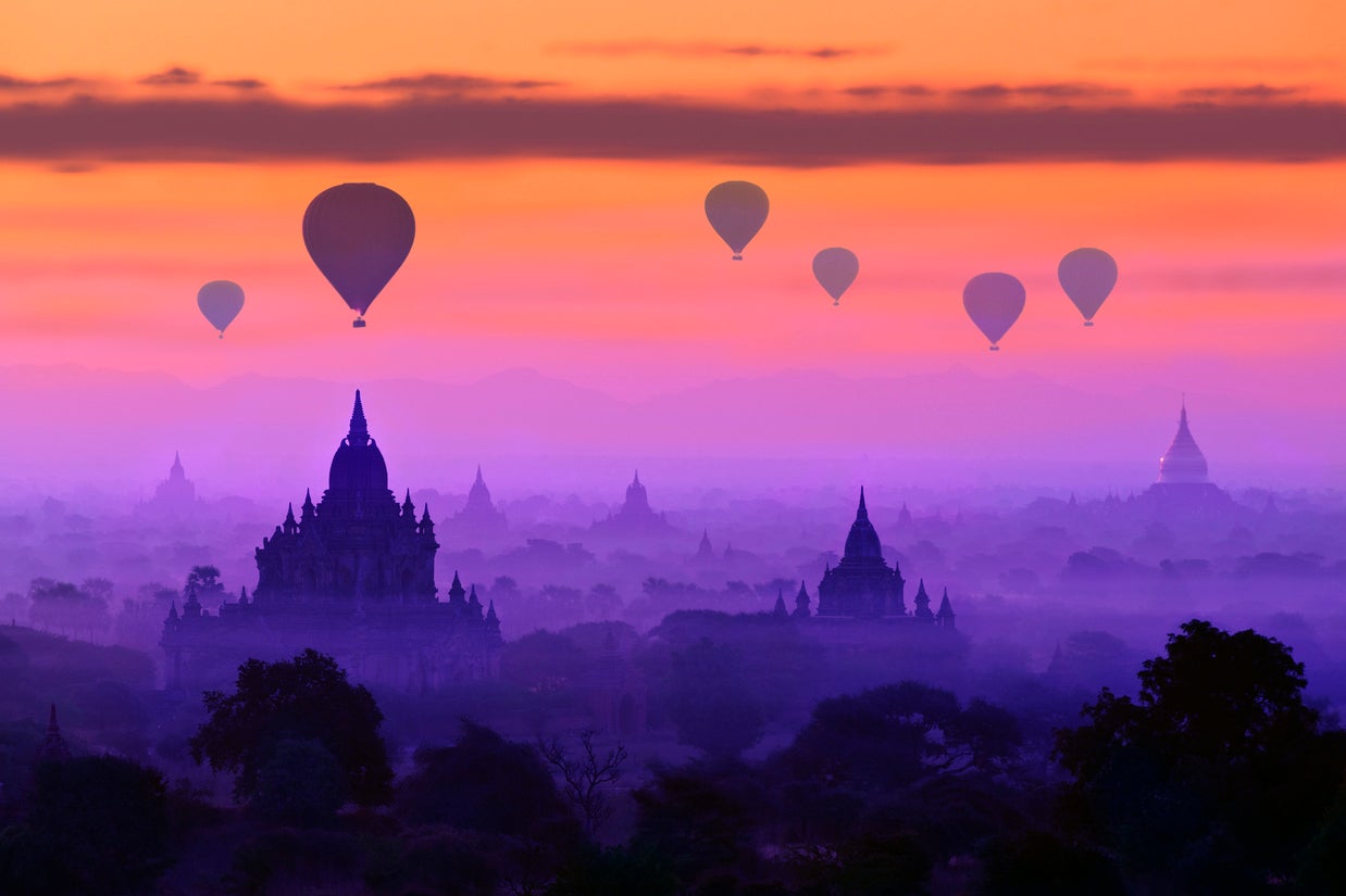 Tourists are desperate to capture the iconic hot air balloon shot above Bagan